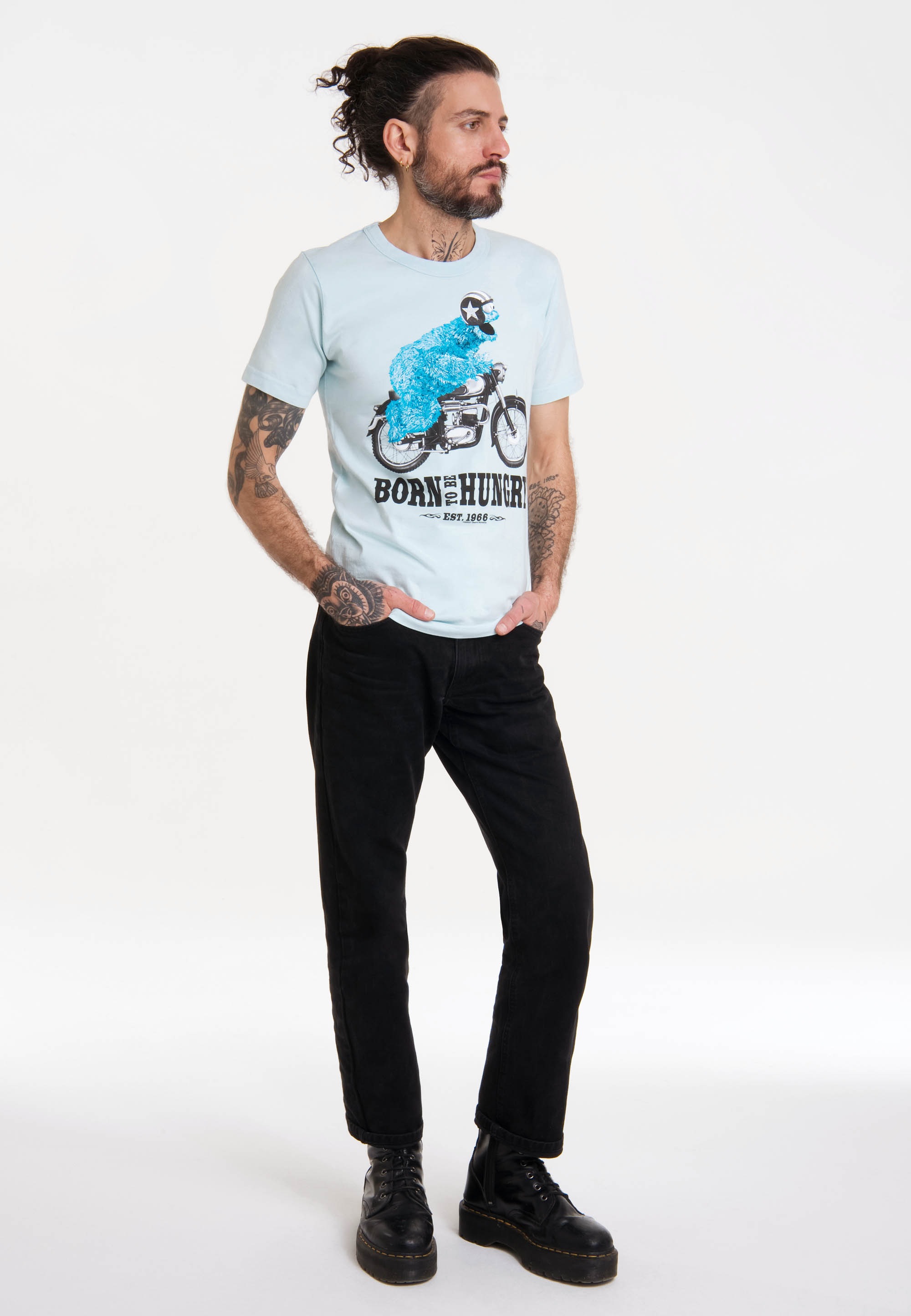 LOGOSHIRT T-Shirt "Sesamstrasse - Krümelmonster Motorrad", mit lizenziertem günstig online kaufen