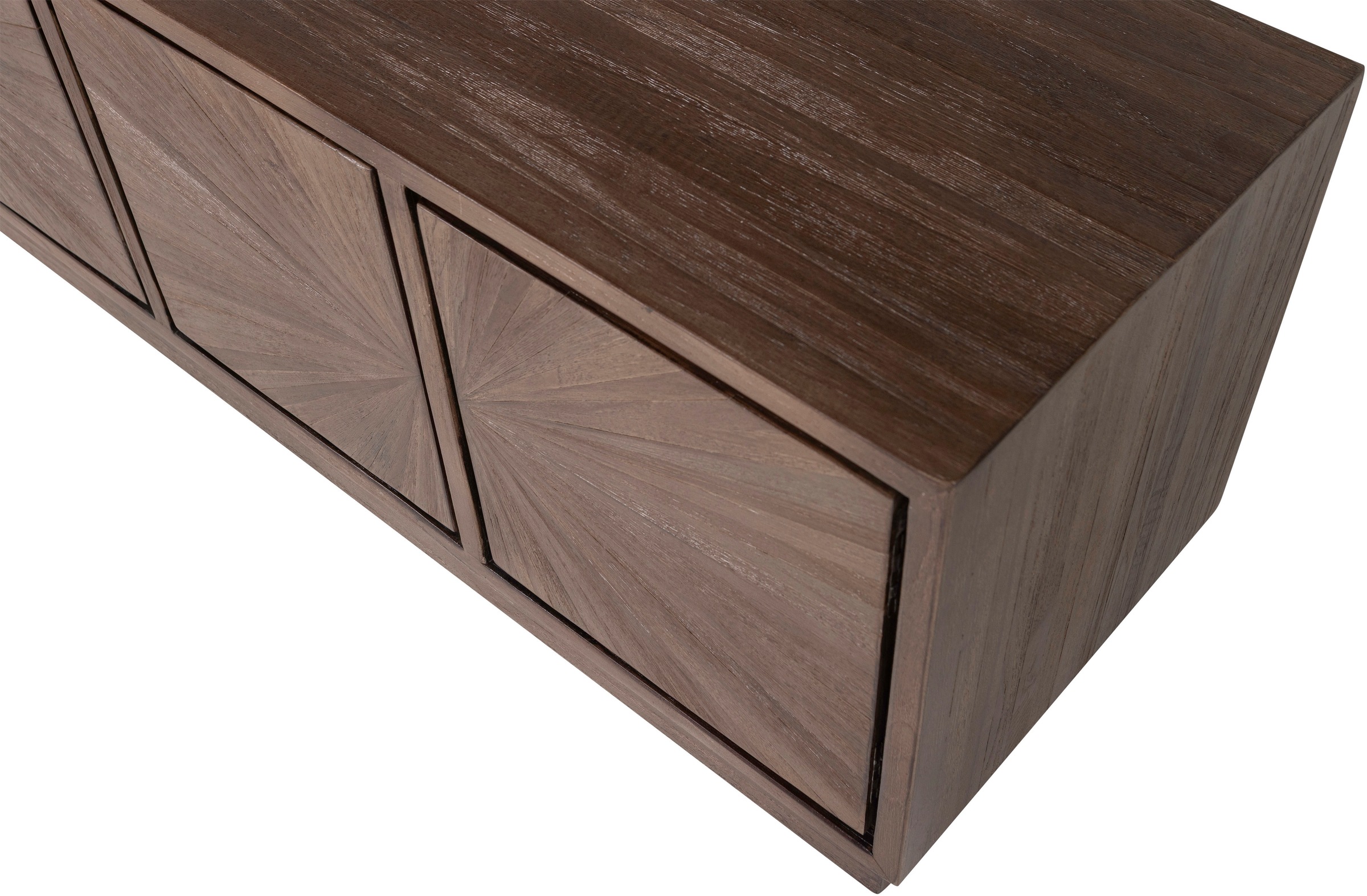 WOOOD Lowboard »Sun mit 4 Türen und recyceltem Teakholz« Recyceltes Teakholz, tropisches Hartholz mit gerader Maserung