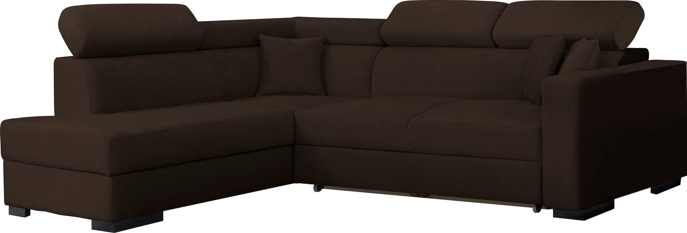 Home affaire Ecksofa "Tulio bequem, bewährte Wellenunterfederung, Breite 267cm, L-Form" wahlweise mit Bettfunktion und Bettkasten, incl. 3 Zierkissen