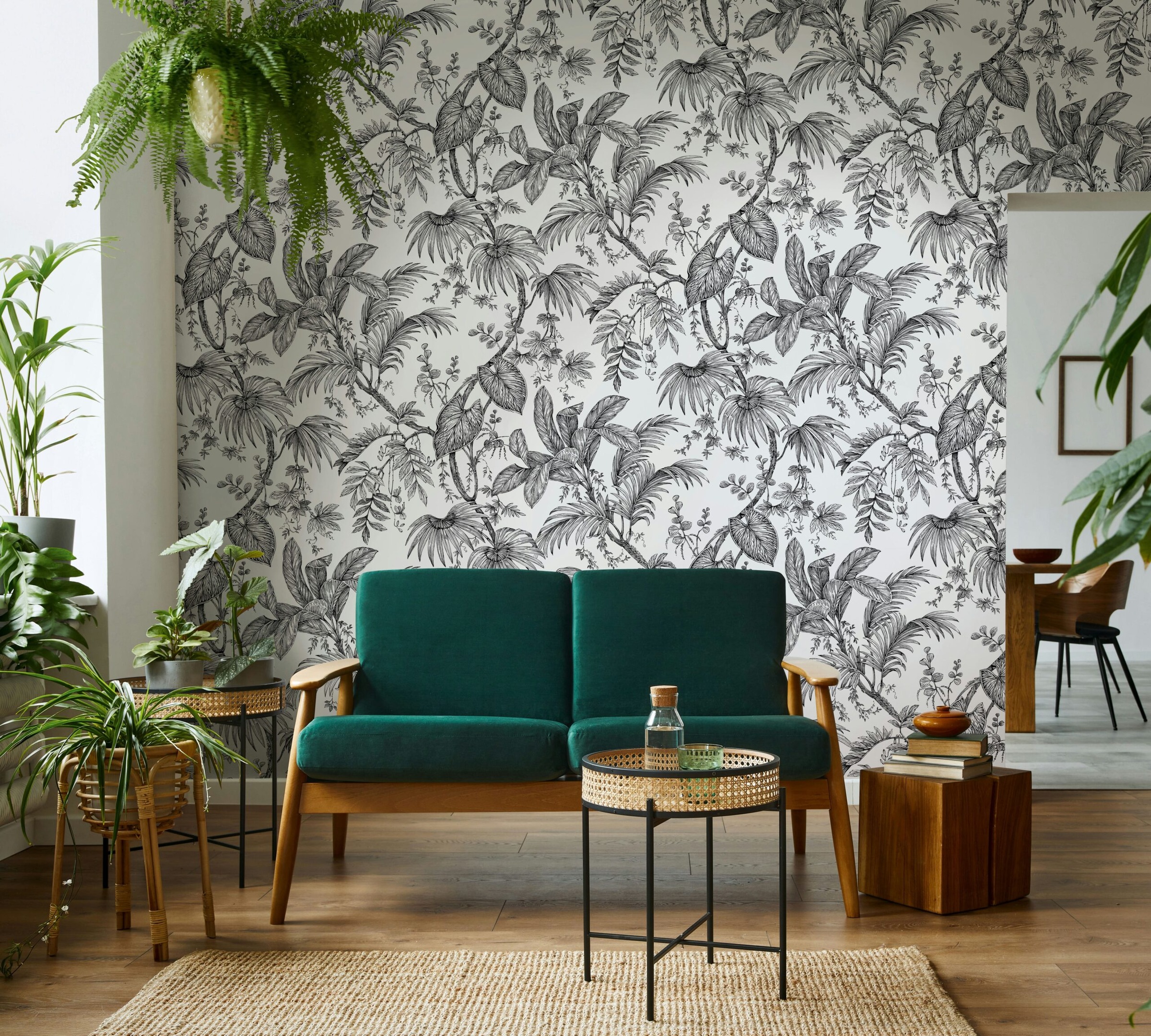 Marburg Fototapete "Botanical Jungle" botanisch moderne Tapete für Wohnzimmer Schlafzimmer Küche