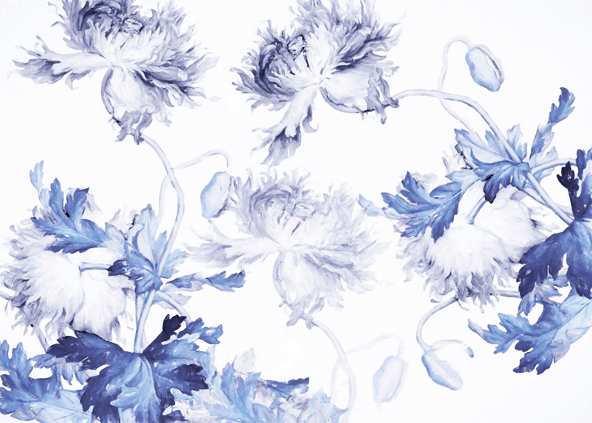 Komar Vliestapete "Digitaldruck Vlies - Blue Silhouettes - Größe 350 x 250 cm" bedruckt glatt Wohnzimmer, Schlafzimmer