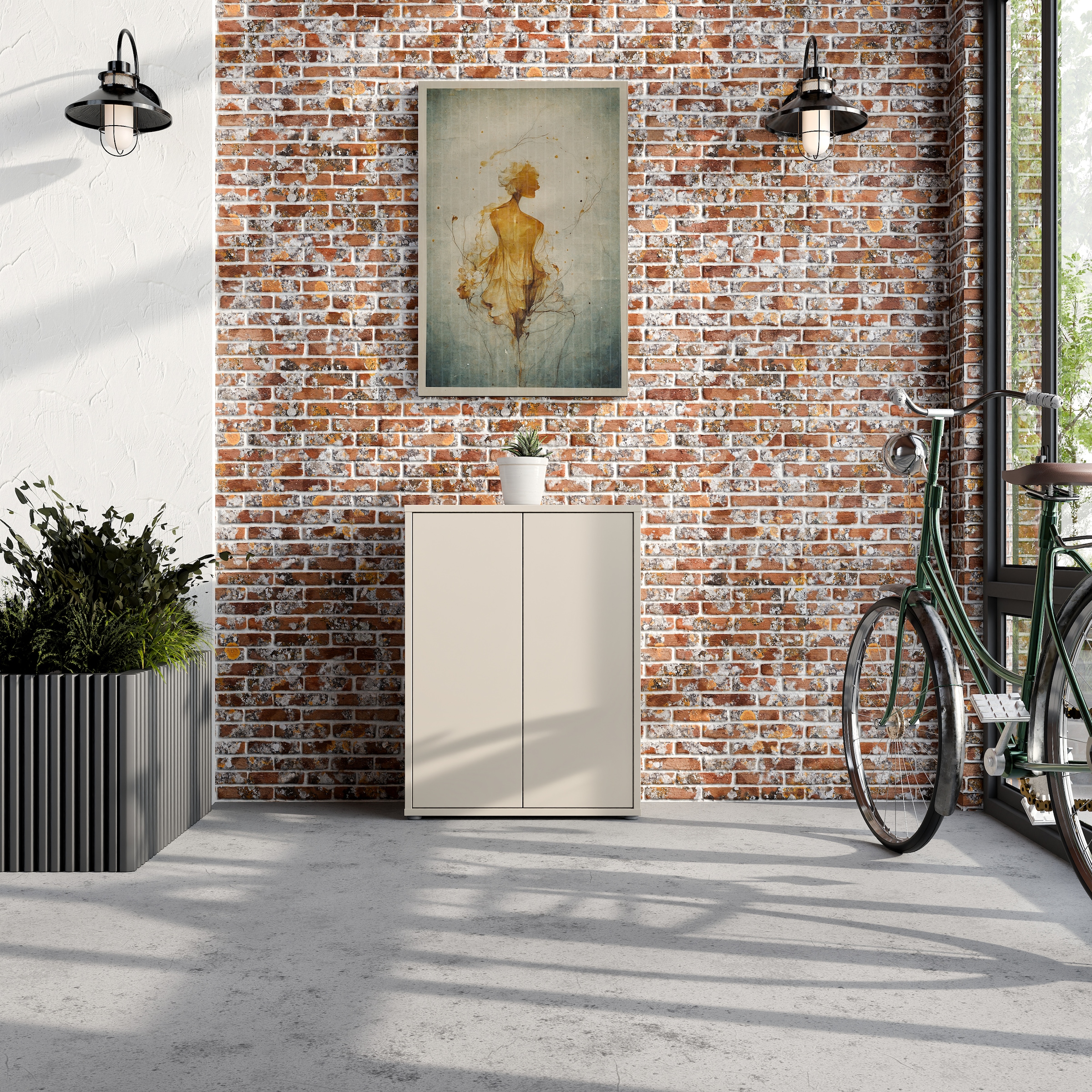 FORTE Schuhschrank »Alice Springs«, (B/H/T 74,5/99,1/34,9 cm), Stauraumschrank, Mehrzweckschrank, grifflose Front, Push to open