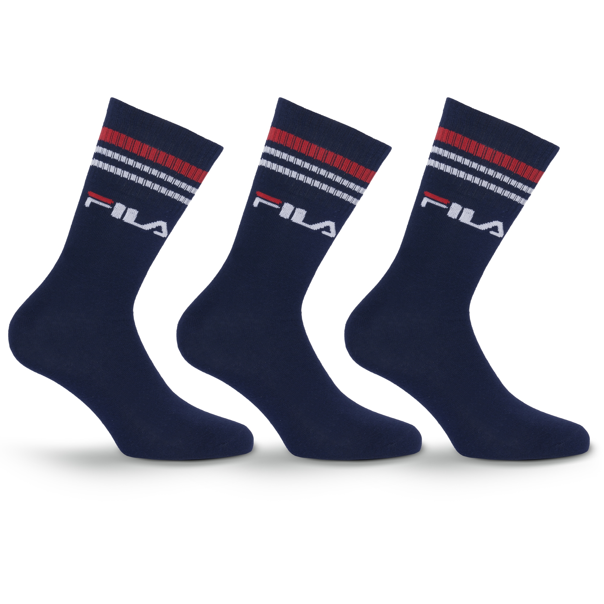 Fila 3 Paar, breites Rippenbündchen, Logoschriftzug, Cotton-Mix