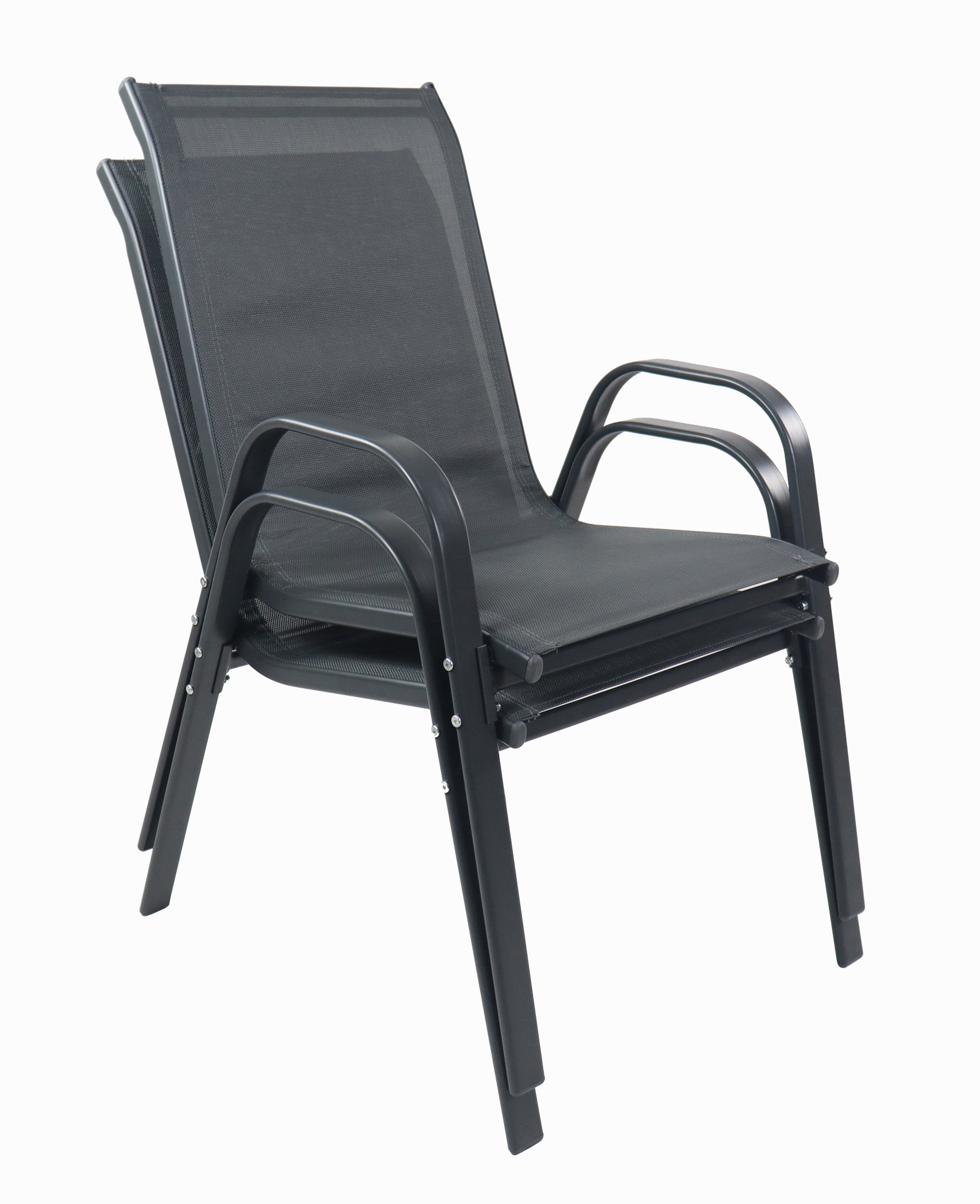 Gartenstuhl VCM "2-tlg. Gartenstuhl Stapelstuhl Textilene Sonlas", schwarz (anthrazit), B:56cm T:73cm, Obermaterial: 80% Textilmaterial TEXMAT. 20% Metall MT., Stühle, Gartenstuhl