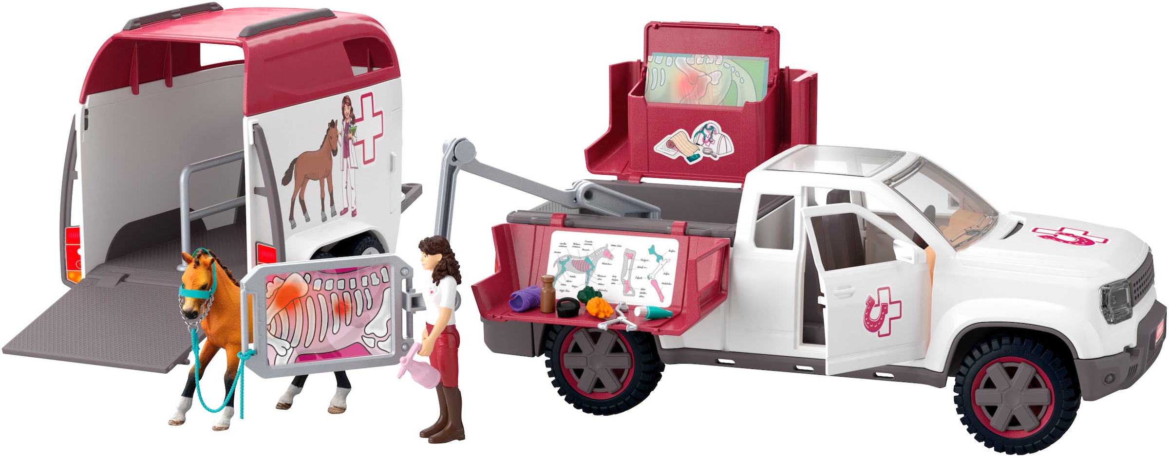 Schleich® Spielzeug-Auto »HORSE CLUB, Mobile Tierärztin mit Anhänger (42704)«, Made in Europe