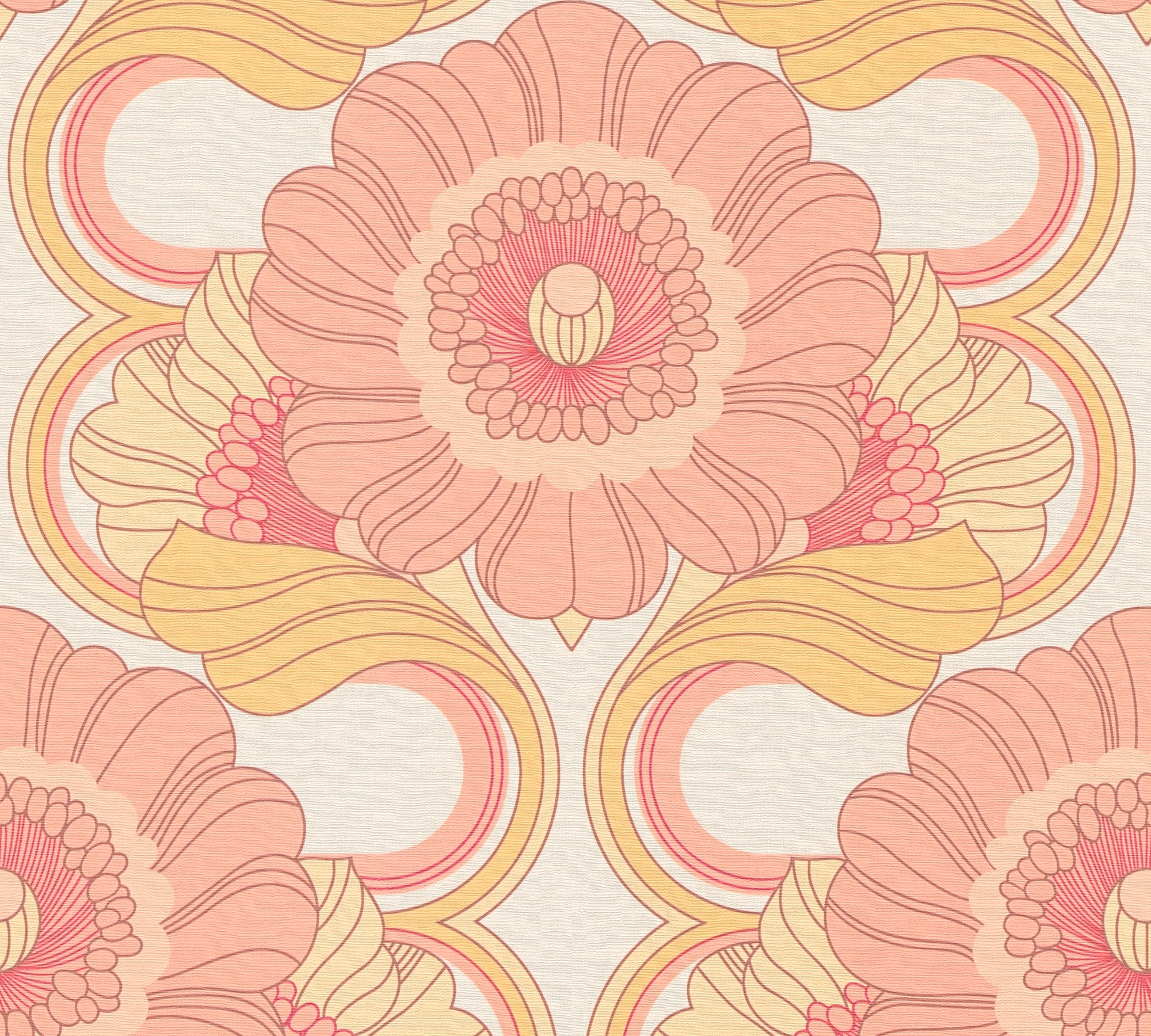 A.S. Création Vliestapete »Retro Chic Blumen-Tapete Mustertapete Vintage Blumen«, matt, Vliestapete Blattmuster für Schlafzimmer Küche Wohnzimmer Blumen Flur