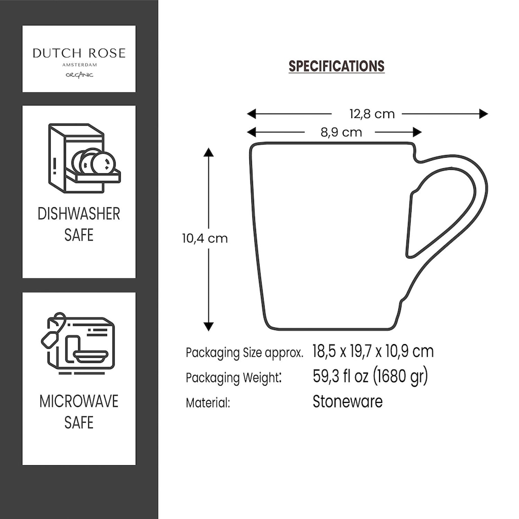 DUTCH ROSE AMSTERDAM Becher »Dutch Rose Amsterdam Organic«, (Set, 4 tlg., 4 Becher)