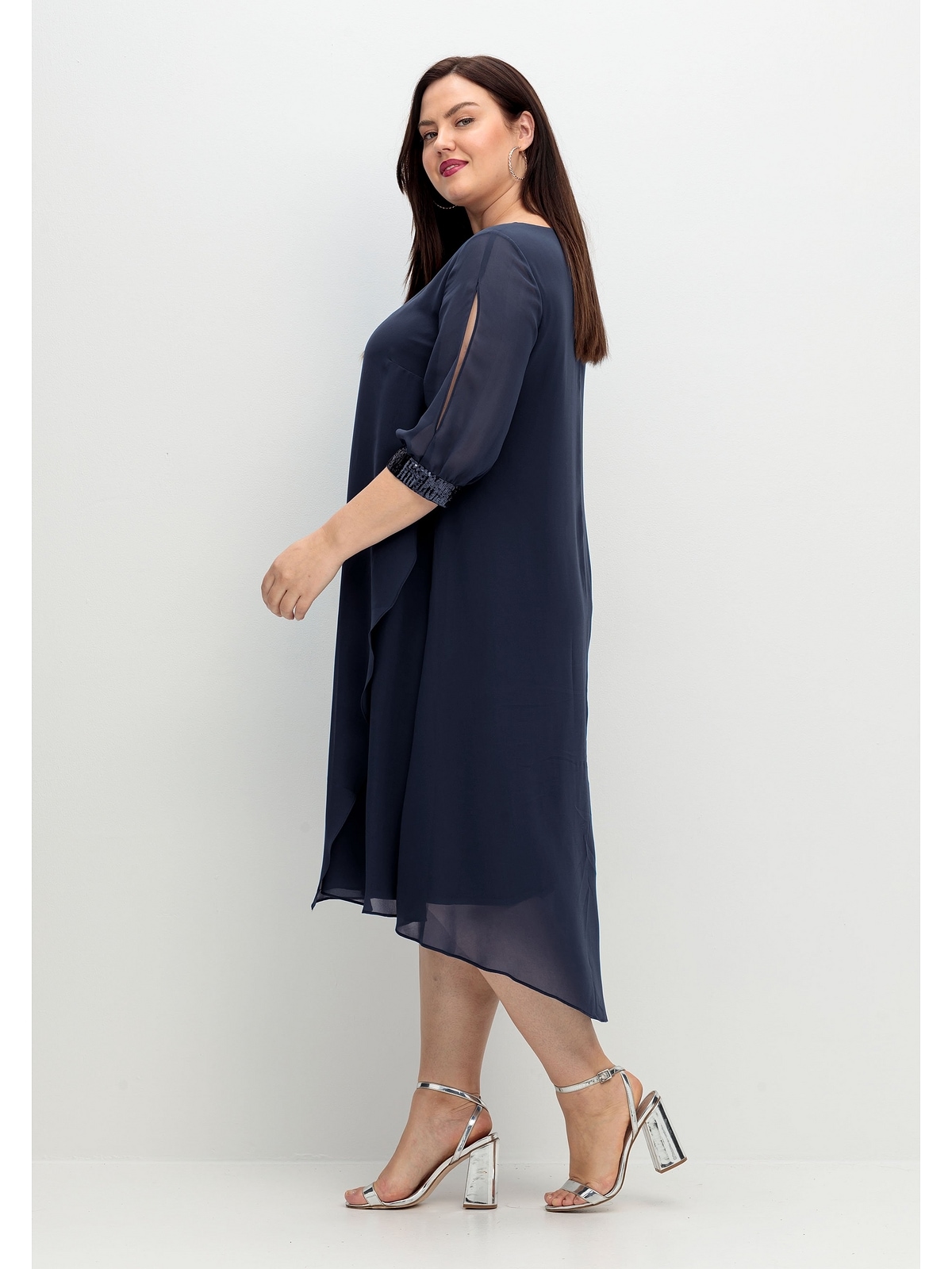 Sheego Abendkleid »Große Größen«, aus Georgette, mit geschlitztem Ärmel