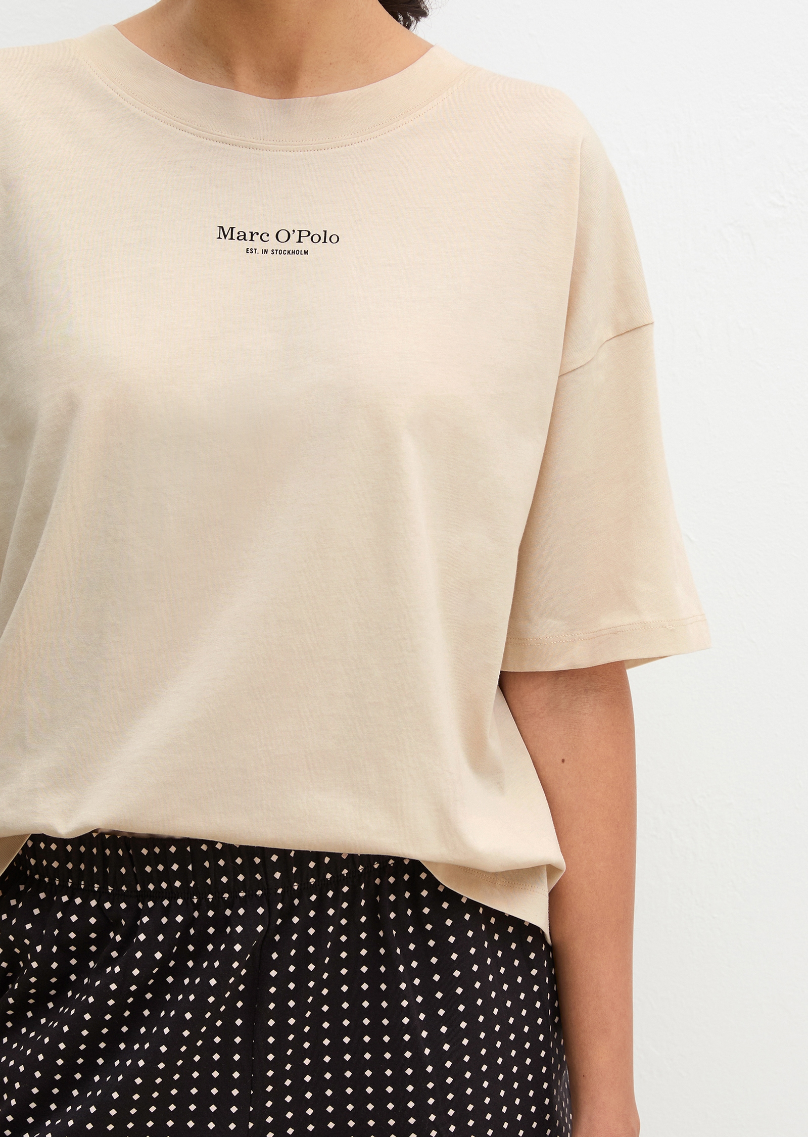 Marc O'Polo Shorty »Mix N Match Cotton« 2 tlg. mit Rundhalsausschnitt und halbem Arm, Hose gepunktet