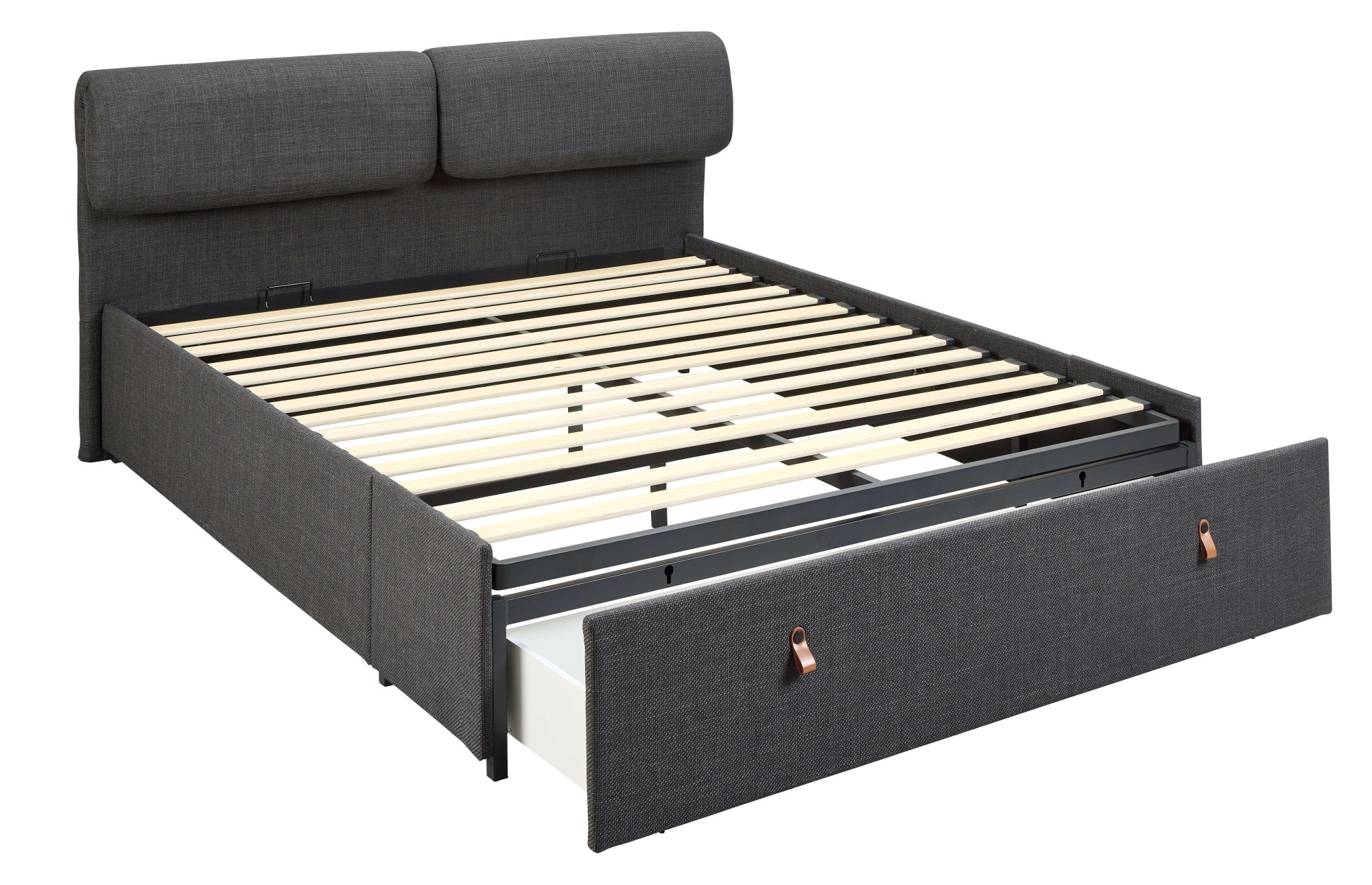 ACTONA GROUP Bett »Calvi« Bett, dunkelgrau, schwarz, verstellbar, versteckter Stauraum,160x200cm