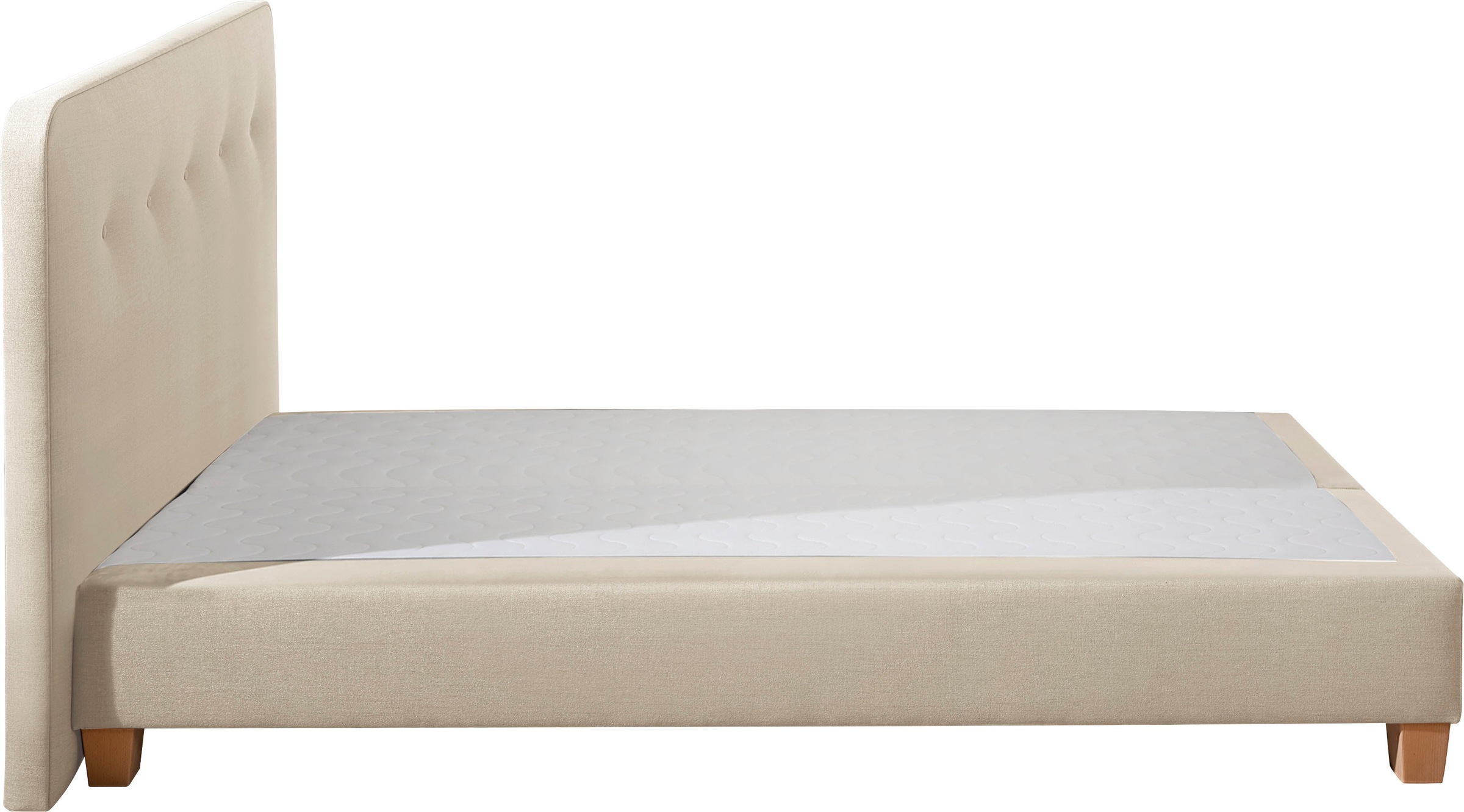 Boxspringbett HOME AFFAIRE "Fargo", beige, B:153cm L:227cm, Struktur fein (100% Polyester);Samtstoff (100% Polyester), Komplettbetten, Boxspringbett, in Überlänge 220 cm, mit Topper, 3 Ausführungen, 4, Breiten 7