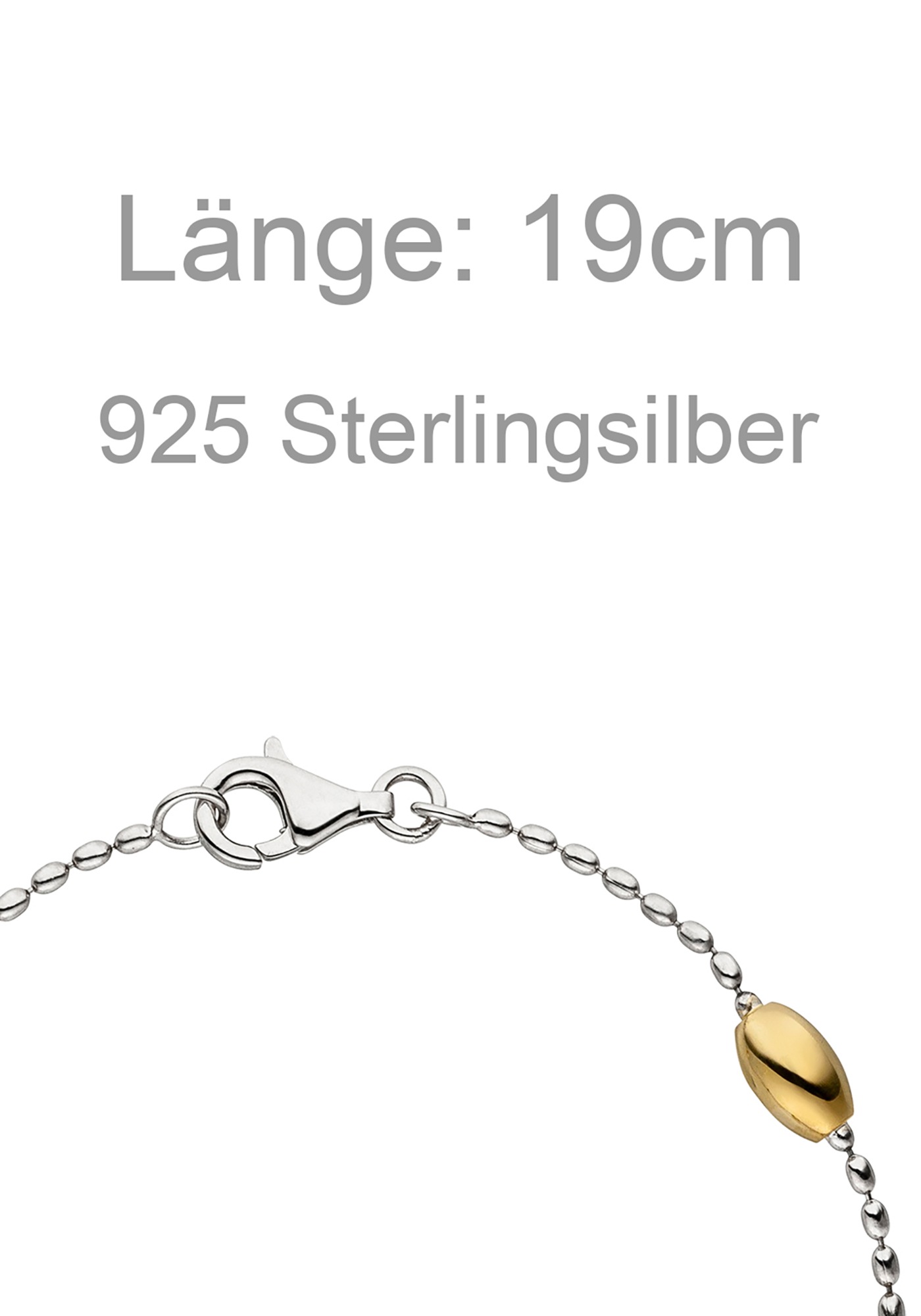 JOBO Armband »Silberarmband« 925 Silber bicolor vergoldet 19 cm