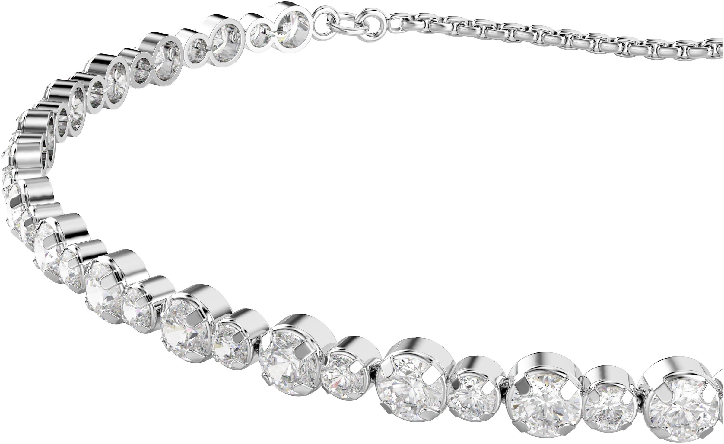 Armband SWAROVSKI "Schmuck Geschenk Matrix Tennis Armkette", silber (metallfarben, kristallweiß, kristallweiß), Armbänder, Damen, Metall, Armband, mit Swarovski Kristall 5