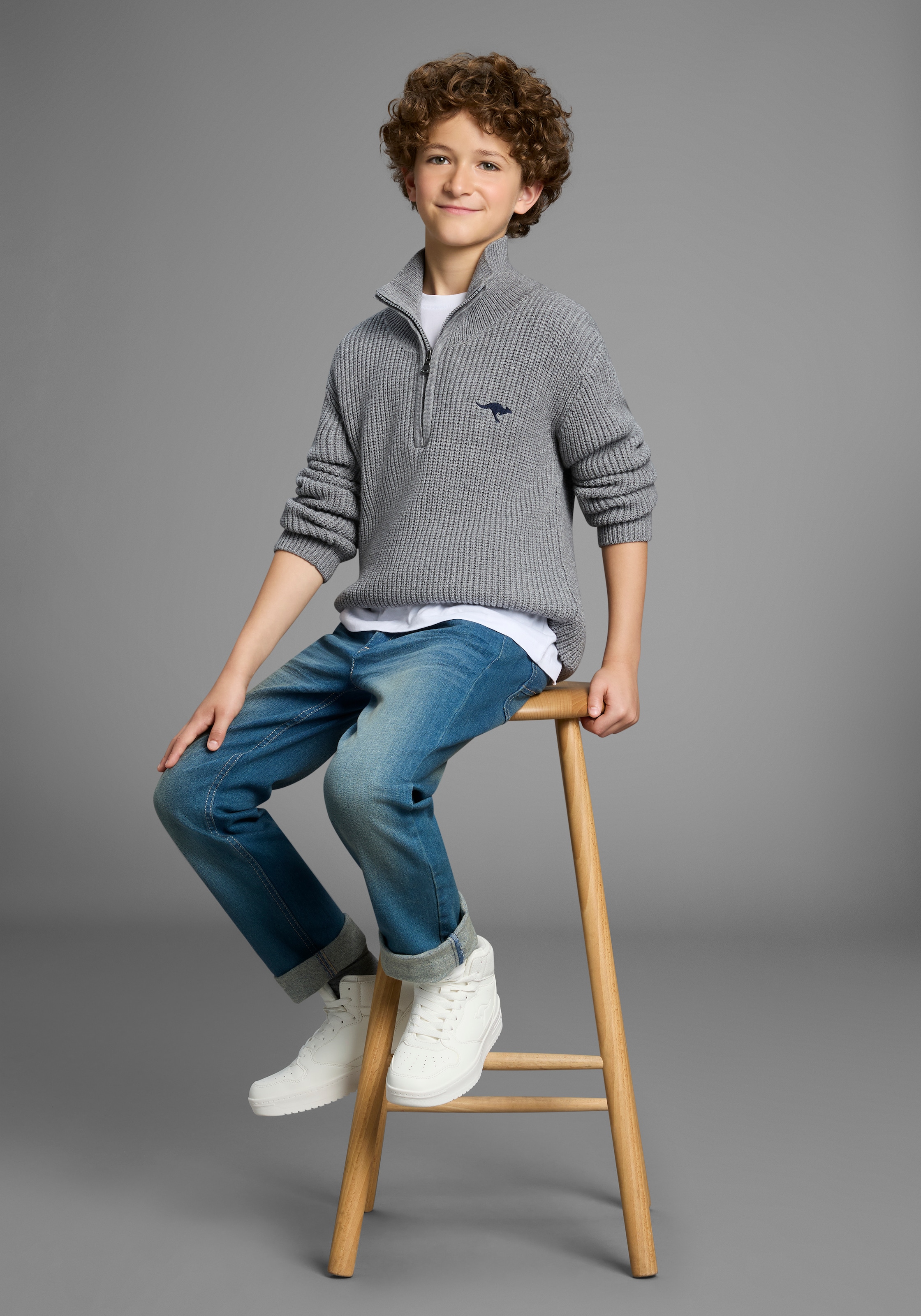 KangaROOS Strickpullover »Troyer, Pullover mit Zipper«, Troyer, warmer Pullover