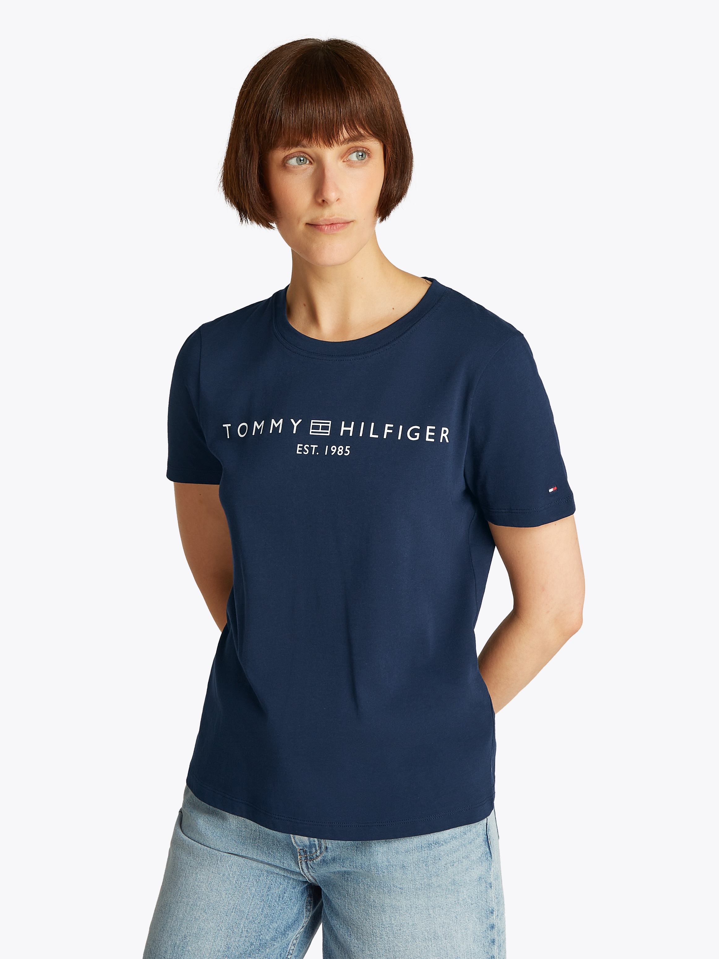 Tommy Hilfiger T-Shirt »REG CORP LOGO C-NK SS«, mit Logoschriftzug
