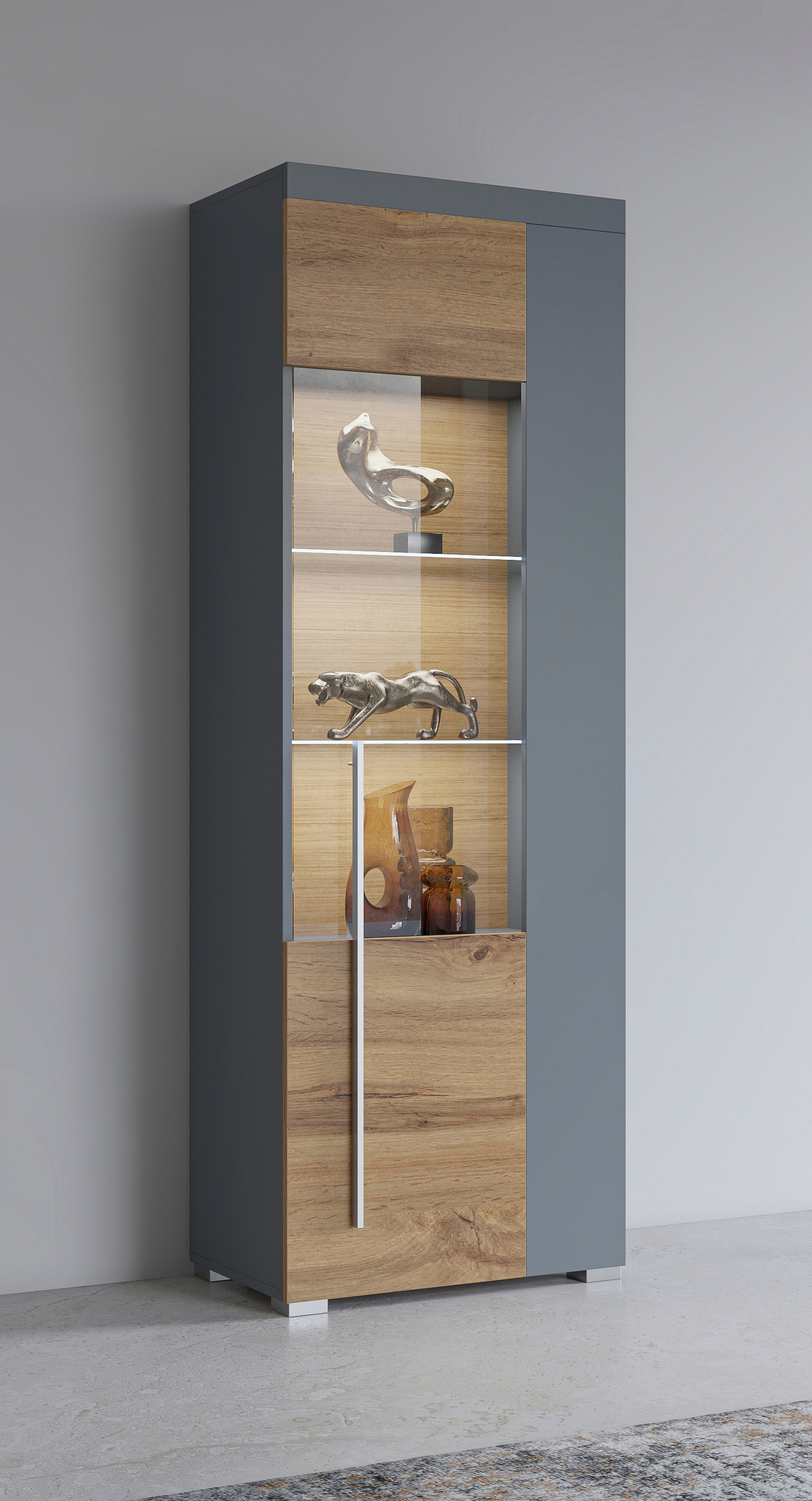 INOSIGN Vitrine "Roger,Höhe 160cm stilvolle Glasvitrine mit verstellbare Glasböden", Standvitrine 1Trg, viel Stauraum, o