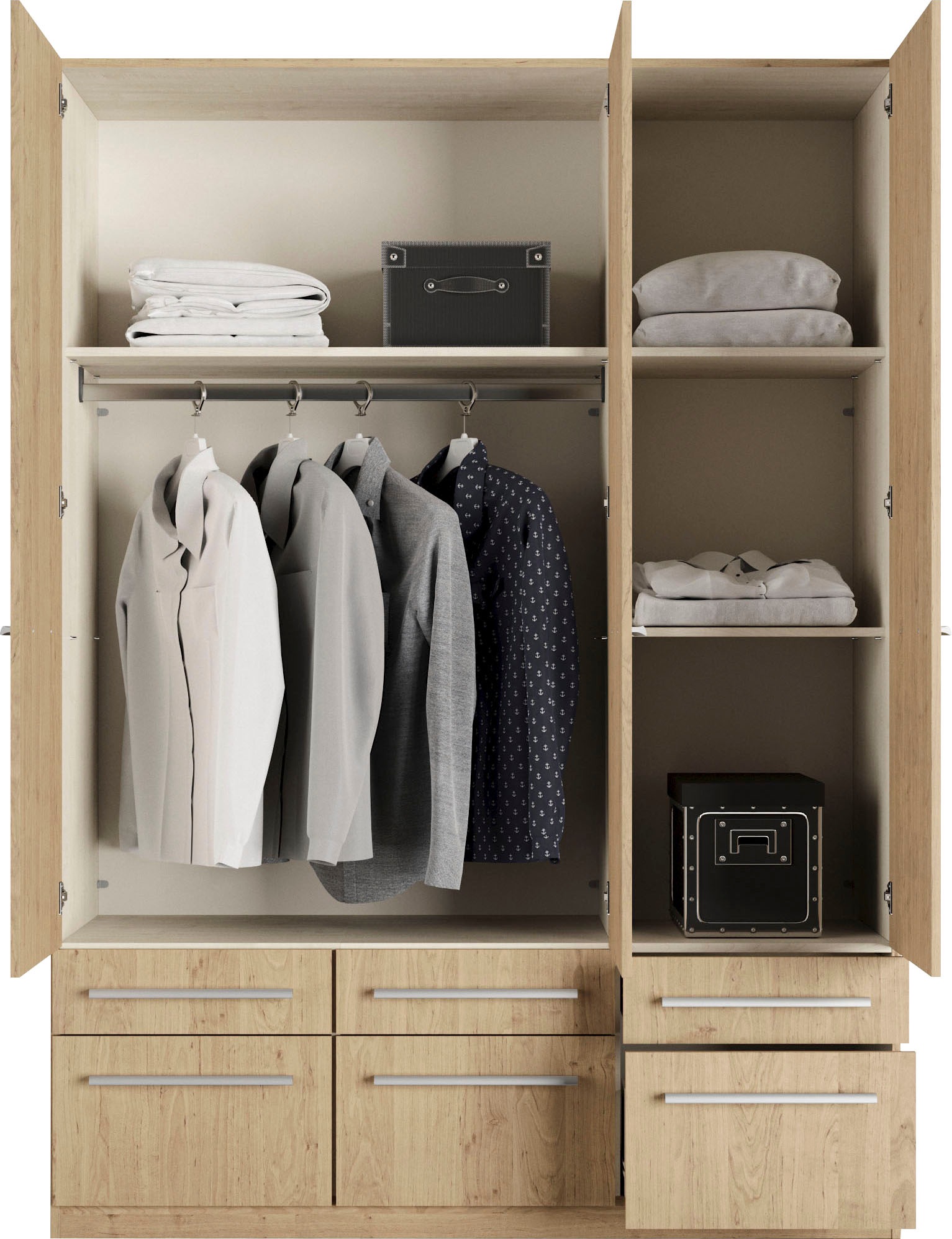 priess Kleiderschrank »Schrank Garderobe Wäscheschrank Barcelona in 5 Breiten«, viel Stauraum, geräumige Schubkästen, mit Spiegel, MADE IN GERMANY
