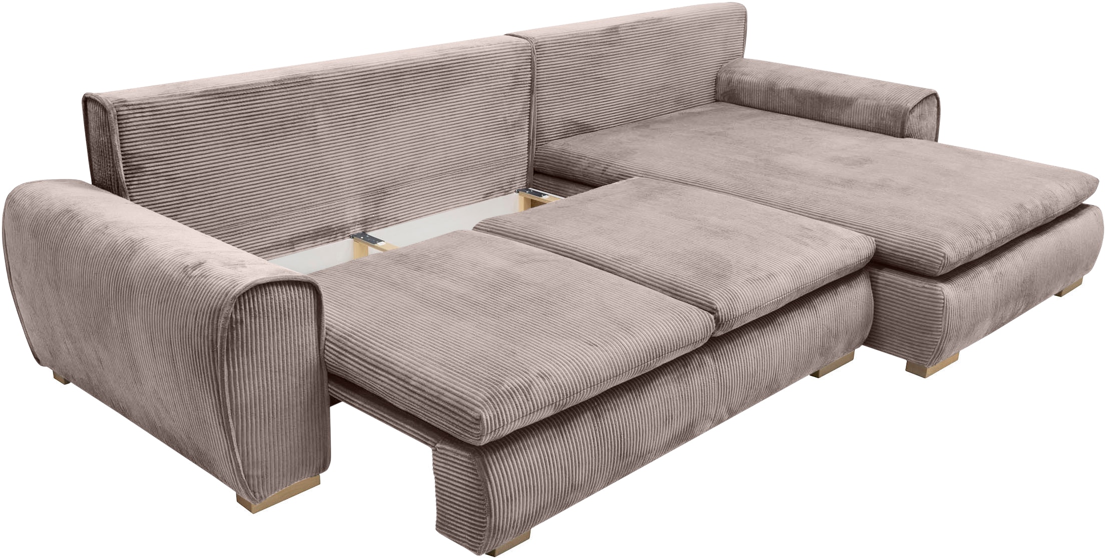 Home affaire Ecksofa »Katja L-Form«, Cord Bezug, inkl. Schlaffunktion und Stauraum
