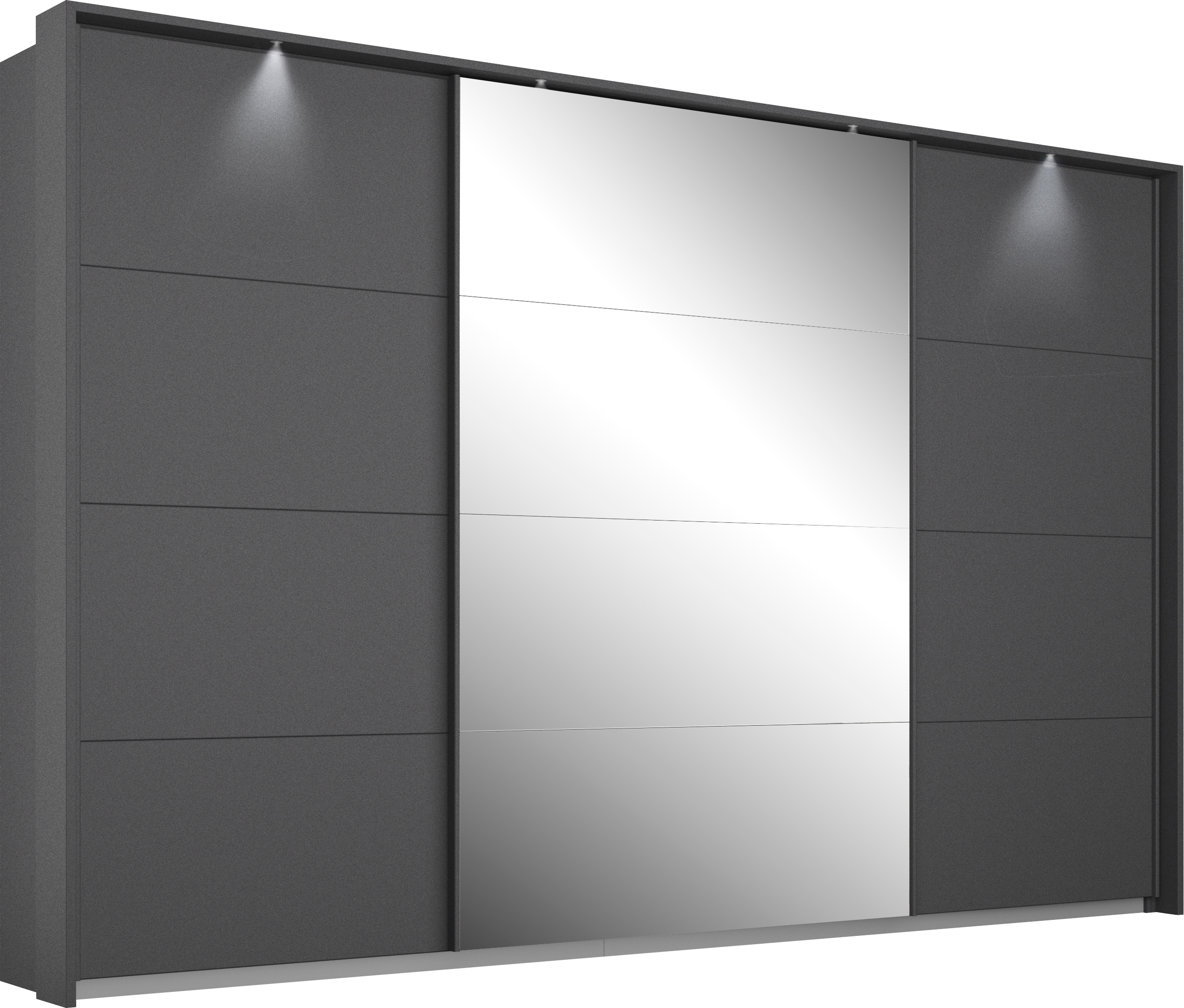 rauch Schwebetürenschrank "Kleiderschrank Schrank Garderobe Schlafzimmerschrank Ankleide KEPAN" optional mit Beleuchtung, Breiten: 211-368 cm, Höhen 213/233 cm, inkl. Schubladeneinsatz und Passepartout MADE IN GERMANY
