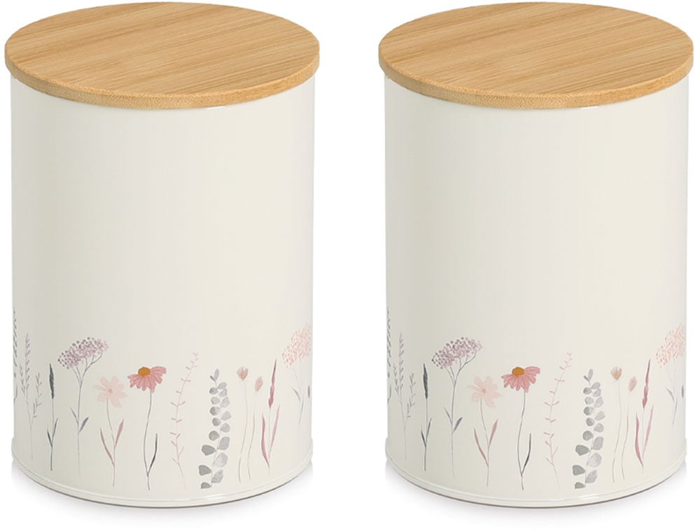 Zeller Present Vorratsdose ""Flowers", 2-tlg." luftdicht, pflegeleicht, 1200 ml