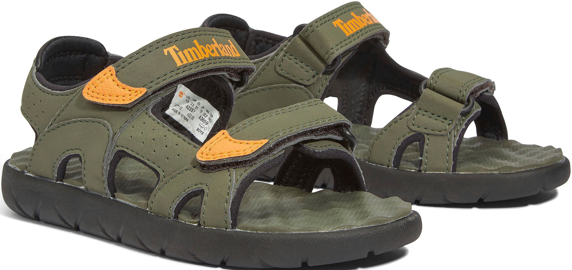 TIMBERLAND Kinder Sandale "PERKINS ROW BACKSTRAP SANDAL", Gr. 33, grün, Synthetik, Schuhe, mit Klettverschluß