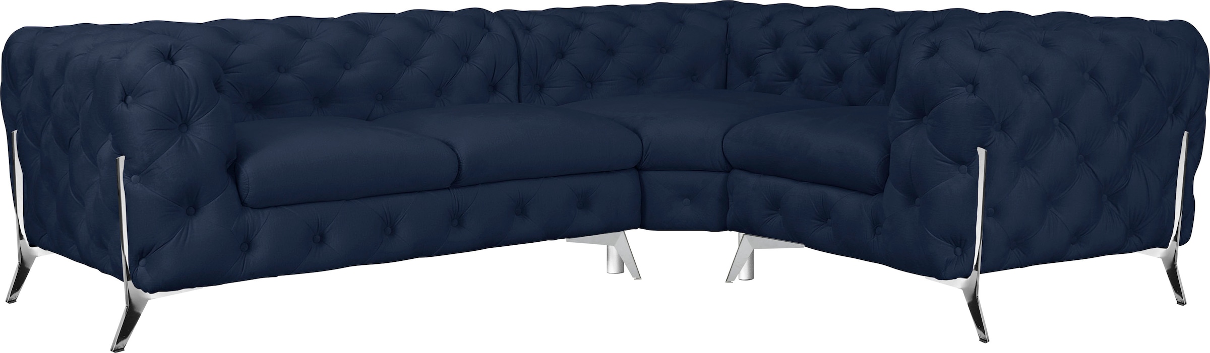 Leonique Chesterfield-Sofa "Amaury L-Form", moderne Chersterfield-Optik, Breite 262 cm, Fußfarbe wählbar