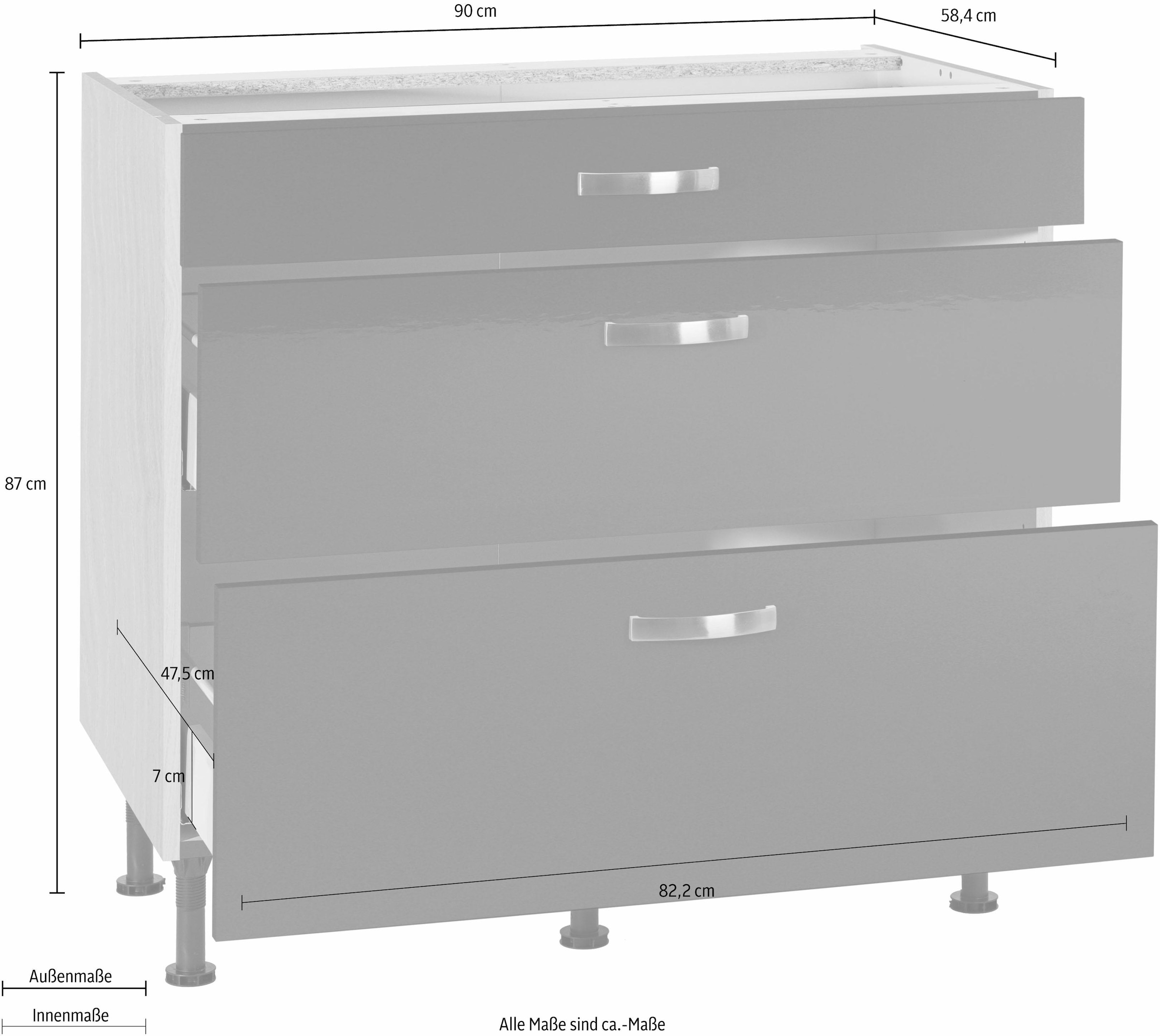 OPTIFIT Unterschrank »Cara«, Breite 90 cm, mit Vollauszügen und  Soft-Close-Funktion | BAUR