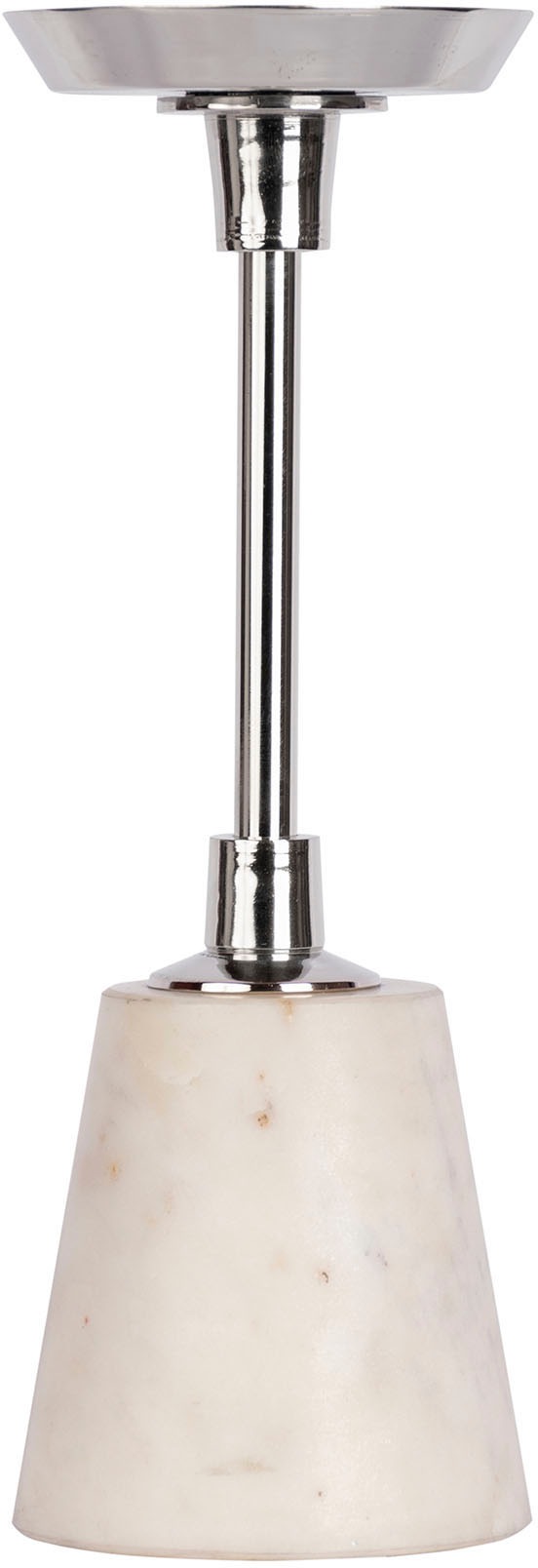 Bougeoir Design en Marbre "Fayya" 30cm Blanc & Argent