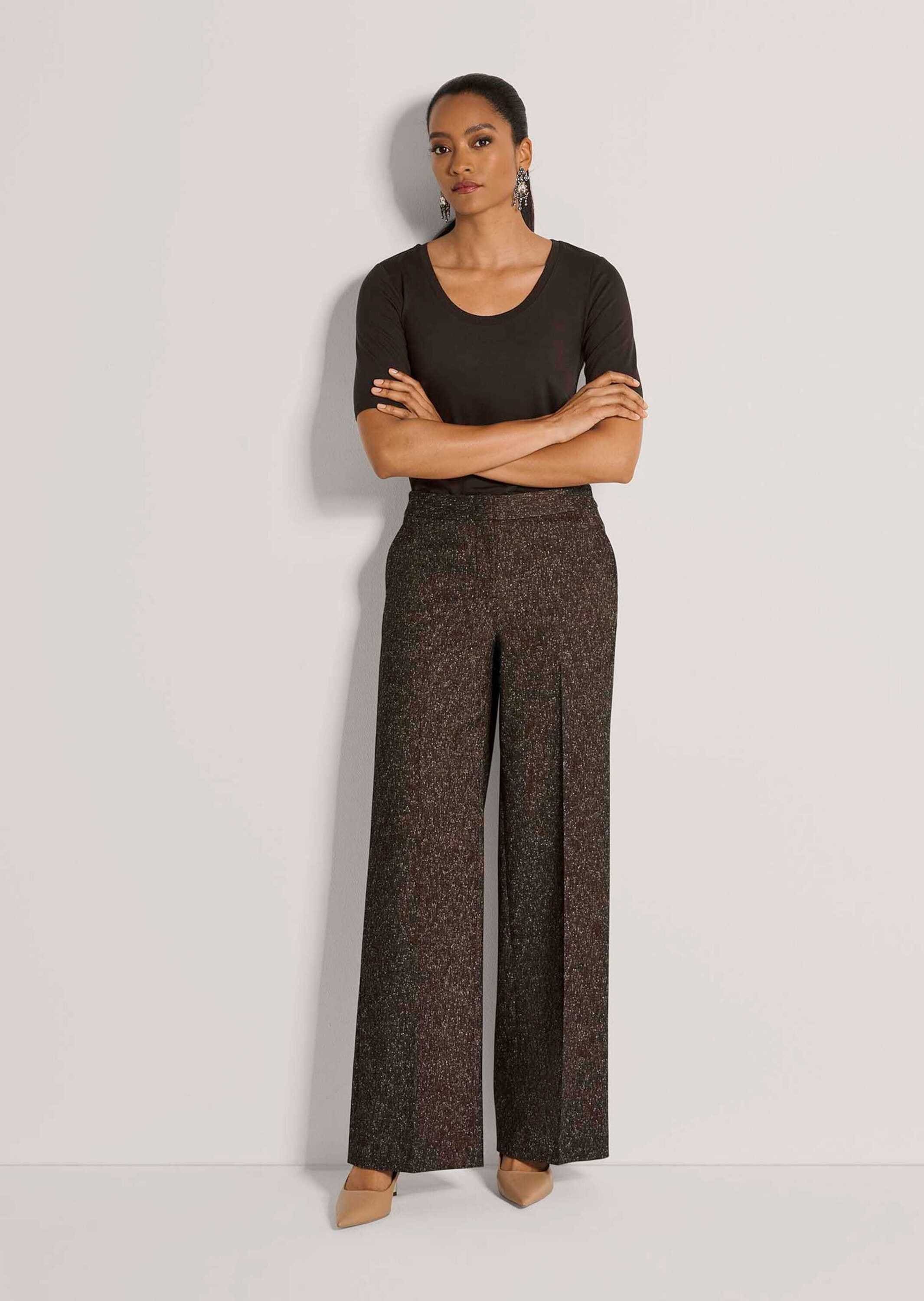 MADELEINE Stoffhose »Hose Weite Tweed-Hose mit Bügelfalten«