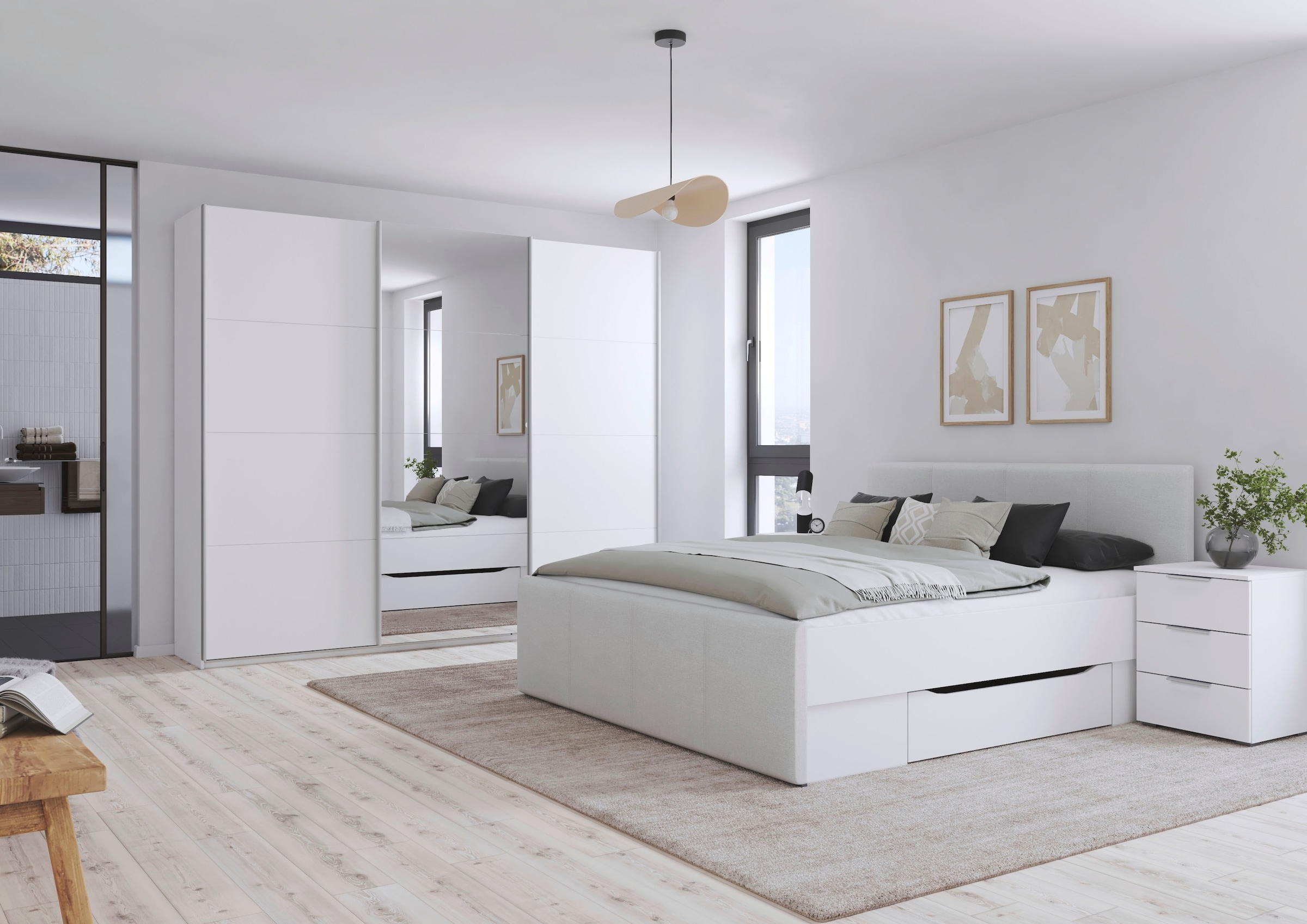 OTTO home Bett »Doppelbett Polsterbett Stauraumbett AGORDO« 180x200 cm, Kopf- und Fußteil aus Cordstoff oder Webstoff,  praktische Bettschubkästen für zusätzlichen Stauraum MADE IN GERMANY