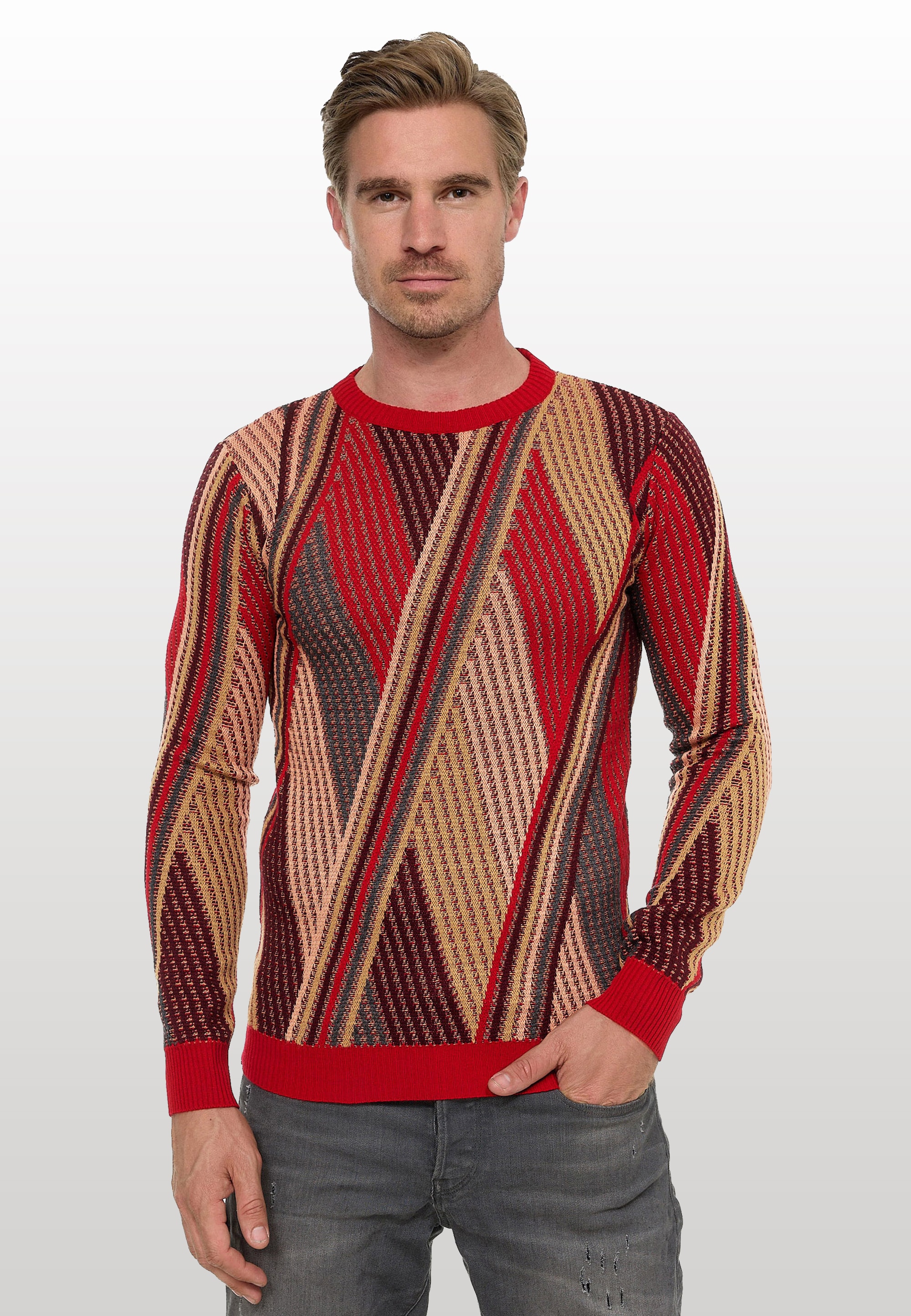 Rusty Neal Strickpullover, im Colorblock-Design