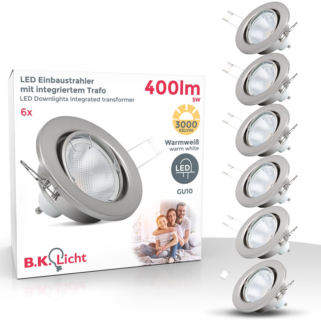 B.K.Licht LED Einbaustrahler, 6 flammig-flammig