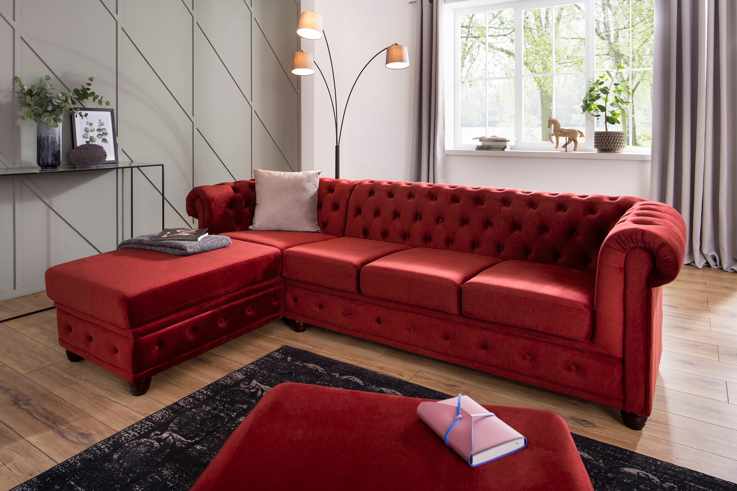 Home affaire Chesterfield-Sofa "New Castle L-Form", hochwertige Knopfheftun günstig online kaufen