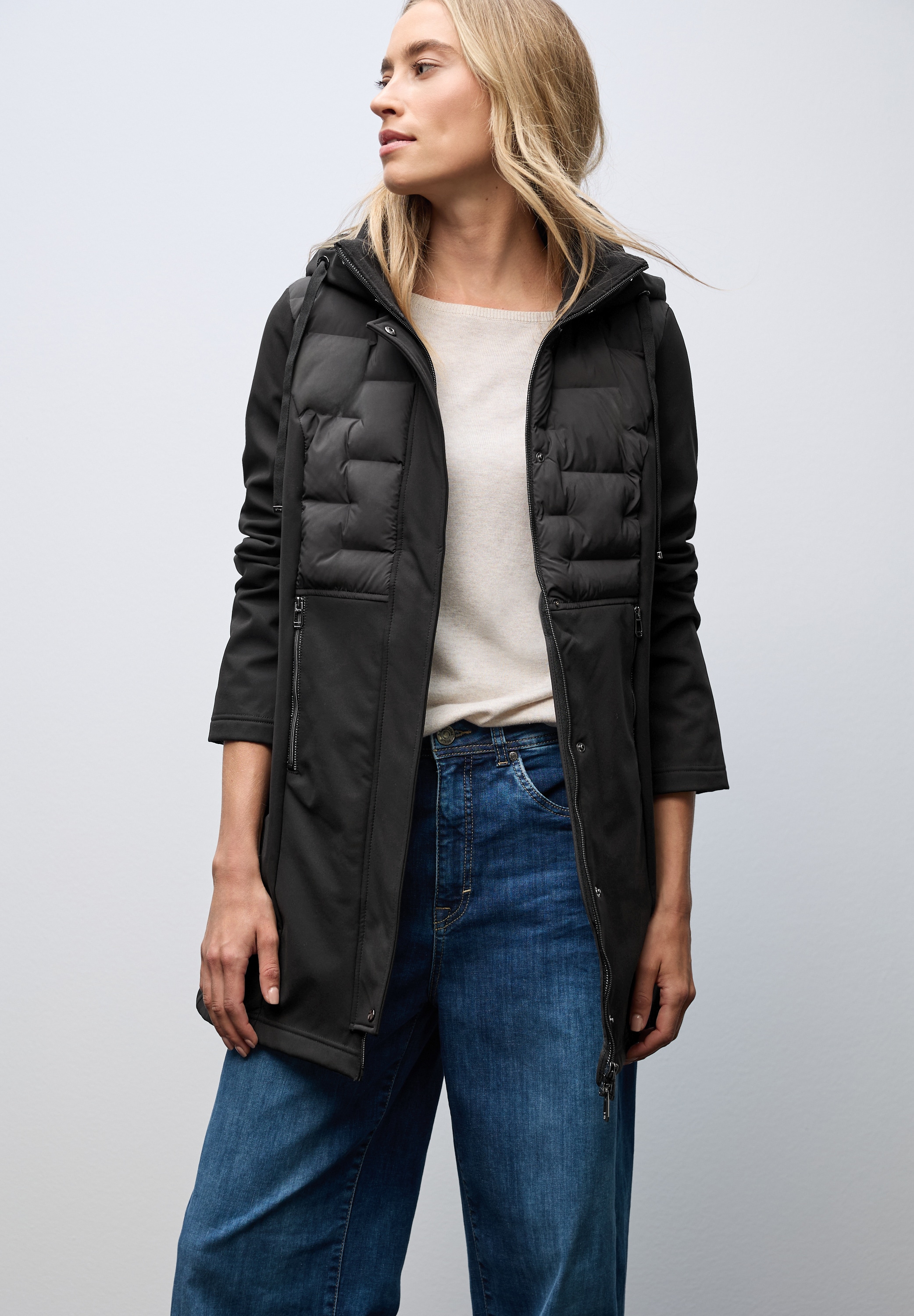 STREET ONE Softshelljacke mit Kapuze;mit Kordelzügen mit Details und Kapuze günstig online kaufen