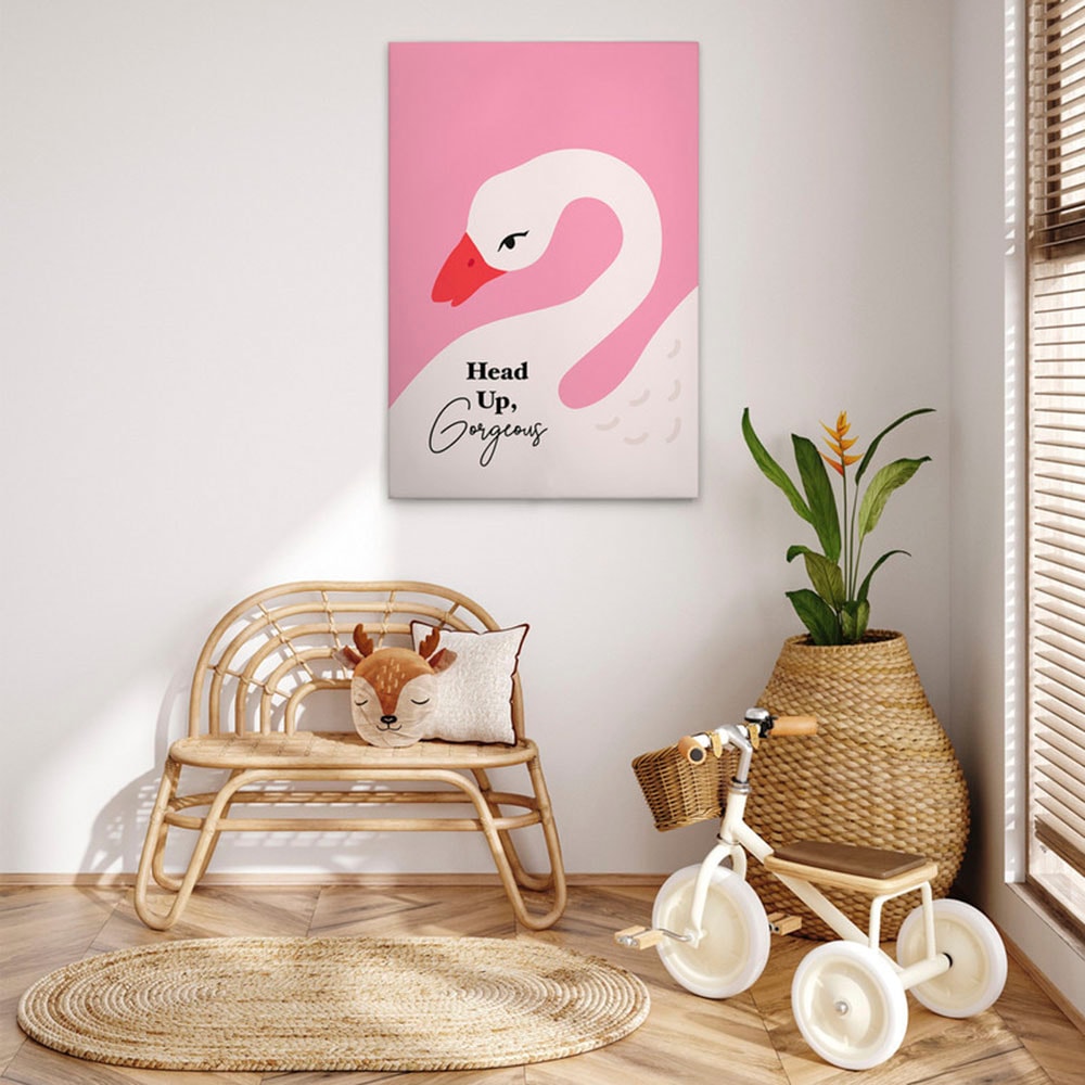 A.S. Création Leinwandbild "Head Up - Wandbild Pink Schwarz Weiß Keilrahmen günstig online kaufen