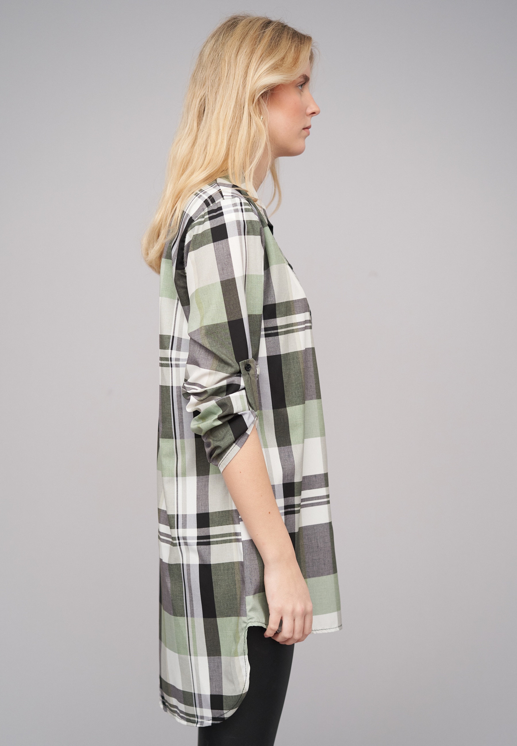 CLOUD 5IVE Klassische Bluse »CLOUD 5IVE Turn Up 3/4 Arm Bluse kariert BIG«