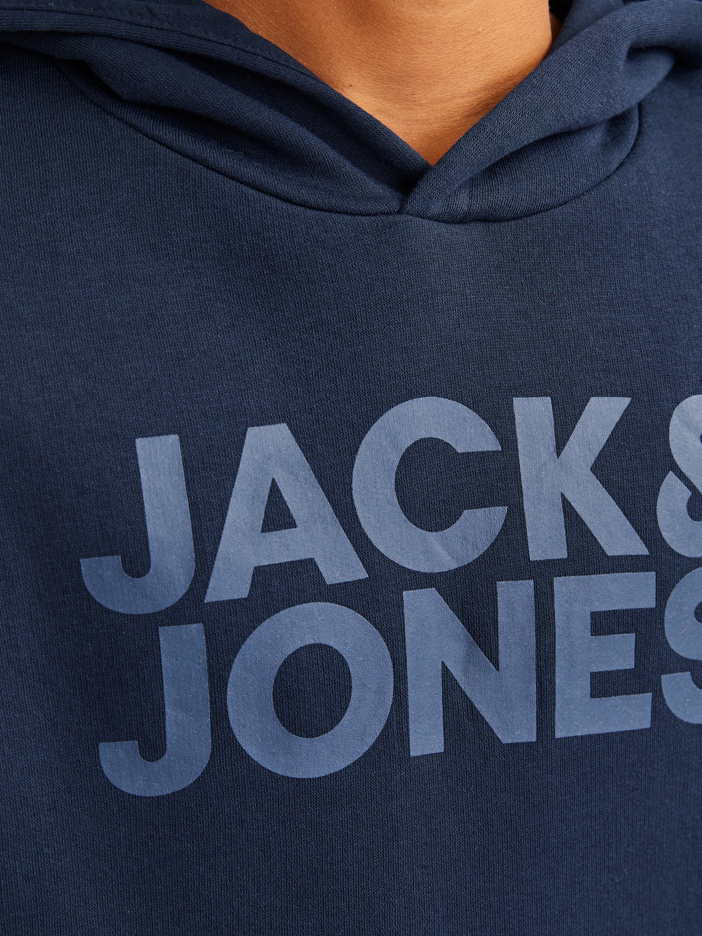 Thumbnail - Jack & Jones Junior Kapuzensweatshirt "JJECORP mit Druck, Kängurutasche, pflegeleicht", Baumwollmischung, regular fit