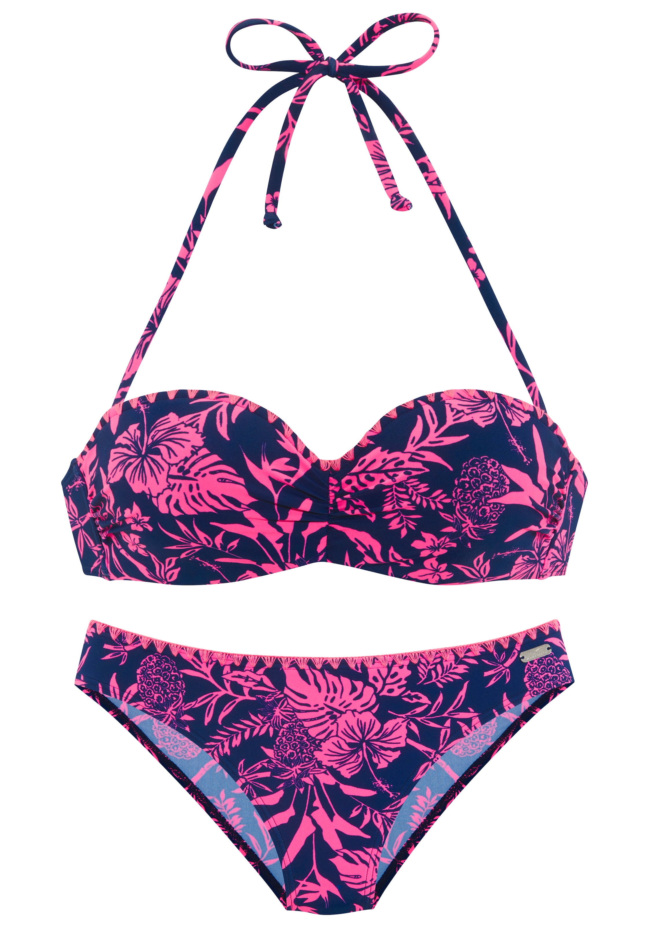 Venice Beach Bügel-Bandeau-Bikini »Kensi«, mit kontrasfarbener Häkelkante