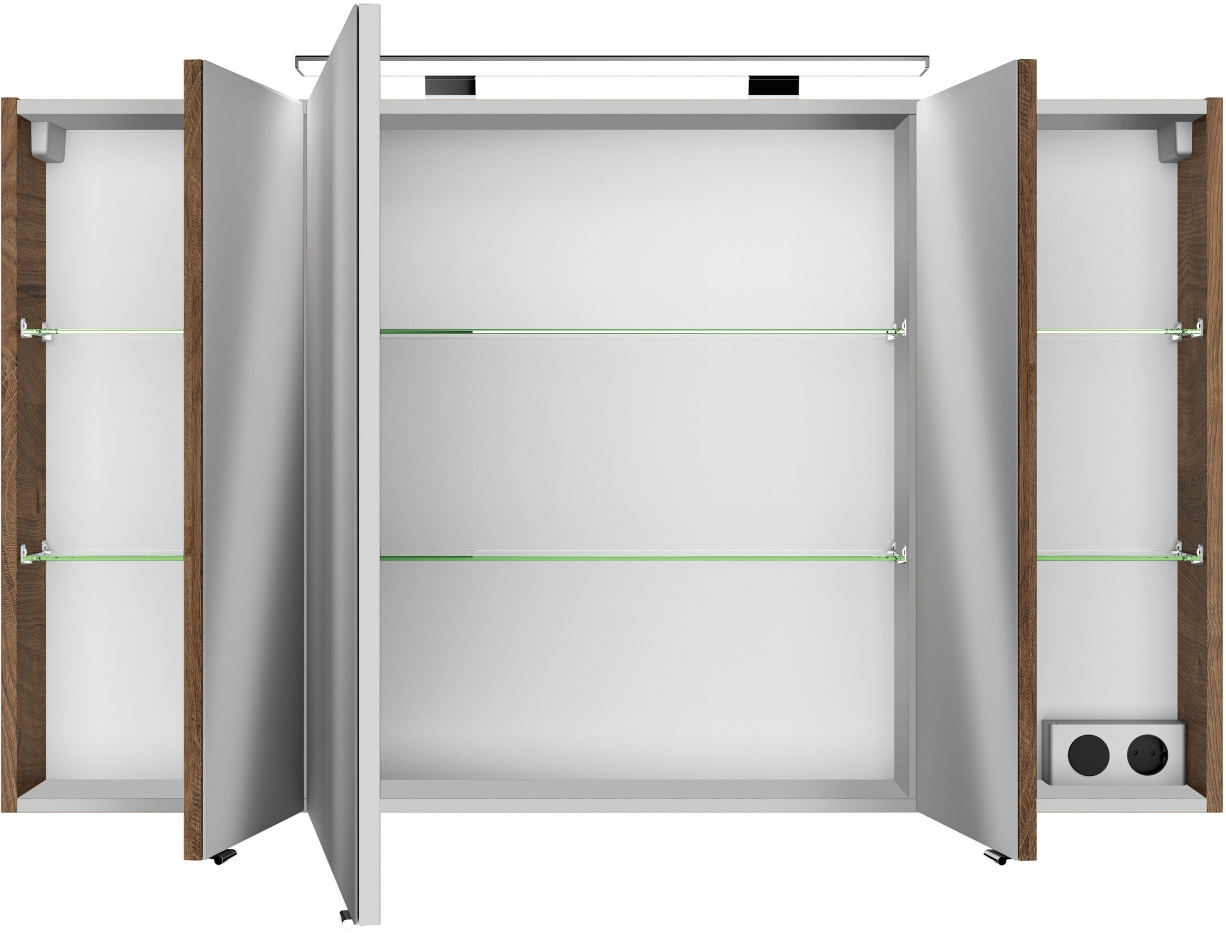 Saphir Badmöbel-Set »Serie 4010 5-teilig Keramik-Waschtisch mit LED-Spiegelschrank«, (Set), Bad Set mit Unterschrank, Hängeschrank, Midischrank, inkl. Türdämpfer
