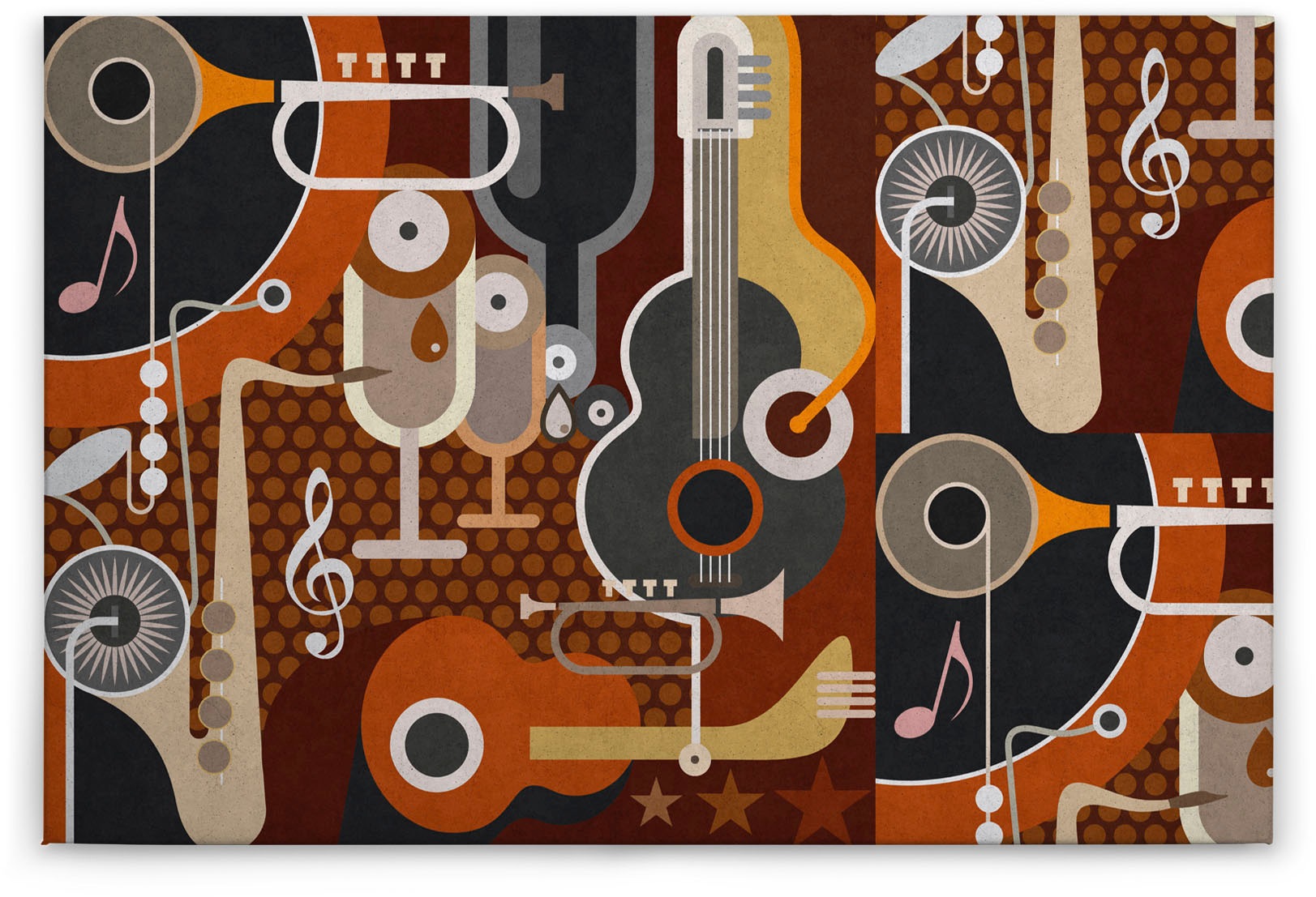 A.S. Création Leinwandbild »wall of sound«, Kunst-Abstrakt-Kinder, (1 St.), Keilrahmen Bild Musik Abstrakt Bunt Leinwand-Bild Wohnzimmer modern