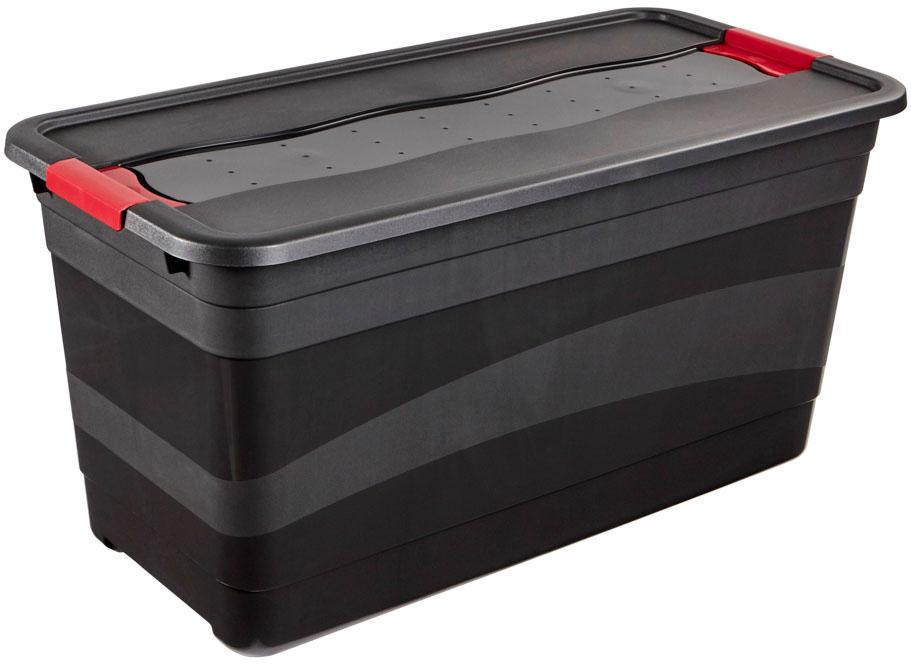 KEEEPER Transportbehälter "eckhart", B/H/L: 39,5cm x 40cm x 79,5cm, schwarz, Transportboxen, 83 l, mit Deckel, Schiebeverschluss, extra stabil