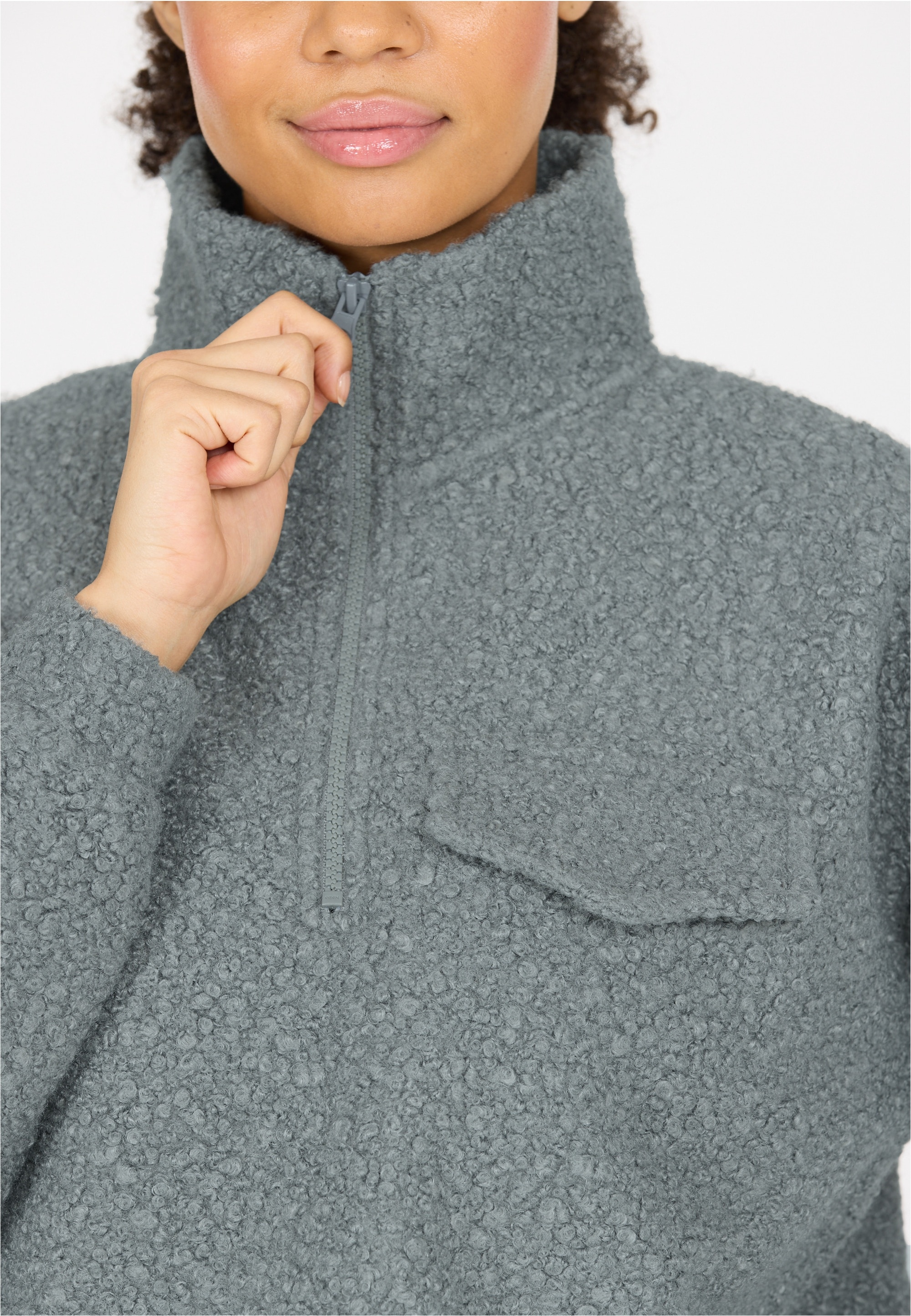 ATHLECIA Strickpullover »Florrie«, mit Teddy-Fleece und halbem Reißverschluss