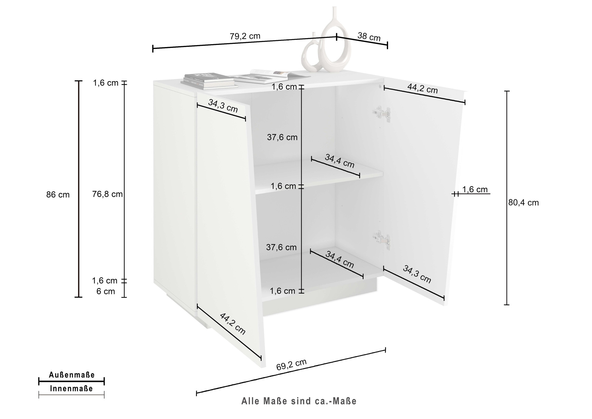 INOSIGN Aktenschrank »Vega, Mehrzweckschrank, Büroschrank, mit 2 Türen«, & verstellbaren Einlegeböden, Höhe 86 oder 166 cm, Made in Italy