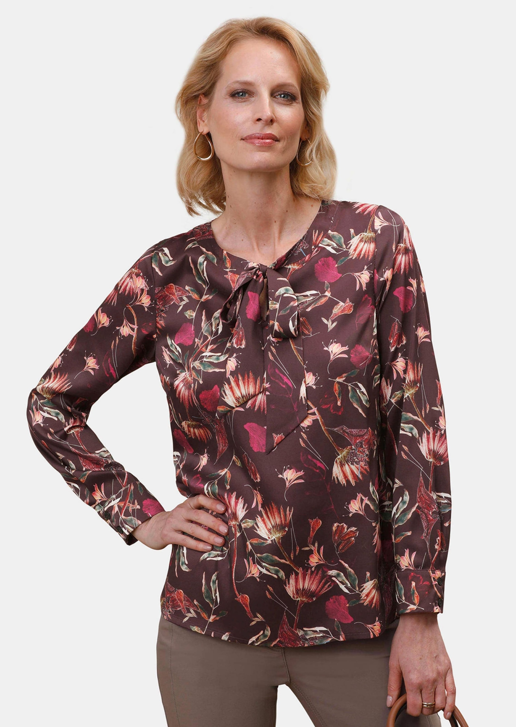 GOLDNER Druckbluse »Druckbluse Druckbluse in Satinqualität«