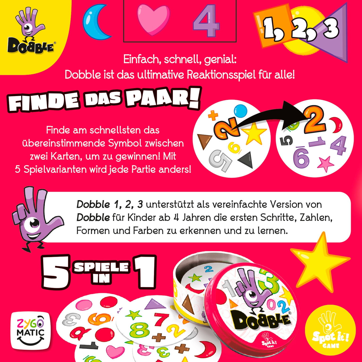 Asmodee Spiel »Dobble 1,2,3 2025« Made in Europe
