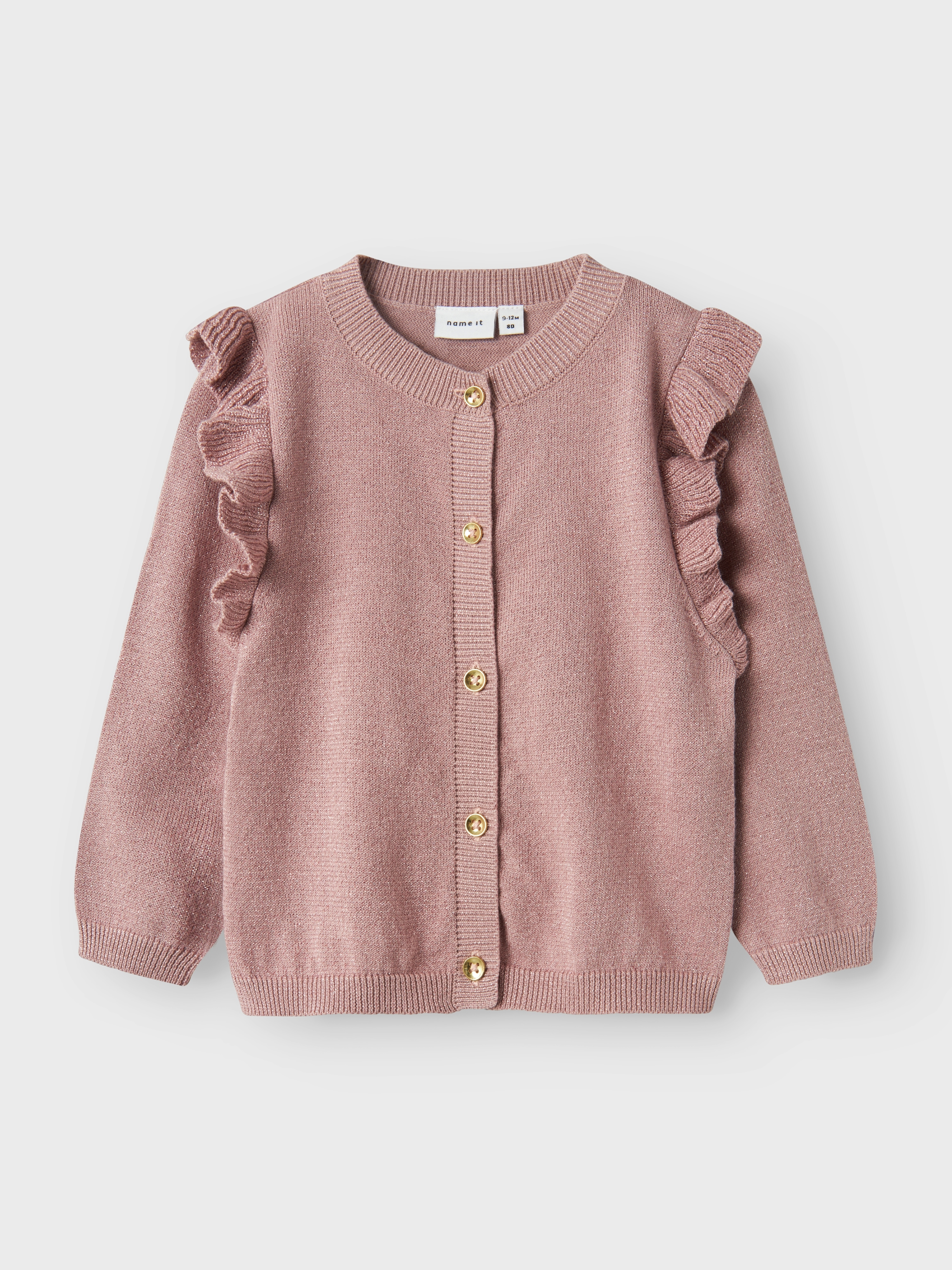 Name It Strickjacke "NMFABINNE LS KNIT CARD NOOS" mit süßer Rüsche an den Schultern