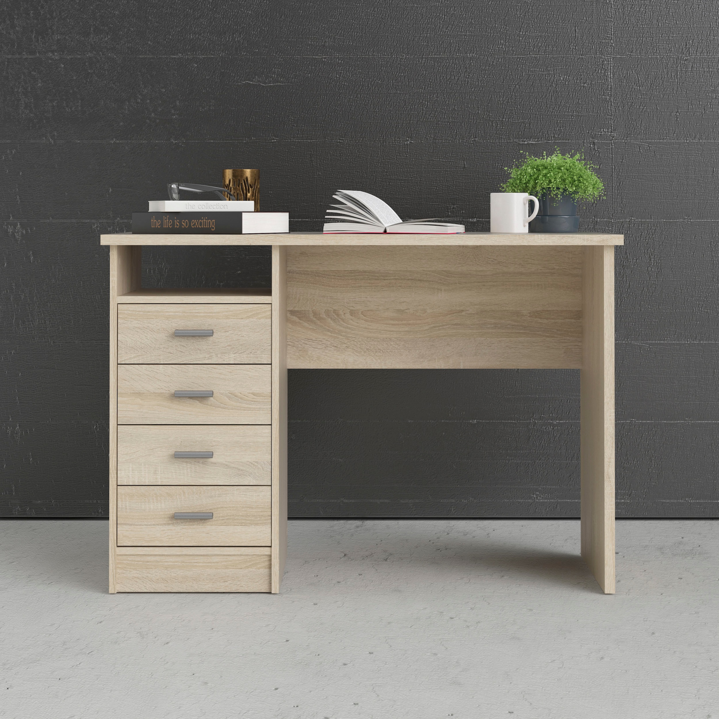 INOSIGN Schreibtisch »Function Plus, Arbeitstisch, Bürotisch«, mit 4 Schubladen, 1 offenes Fachbreite 110 cm