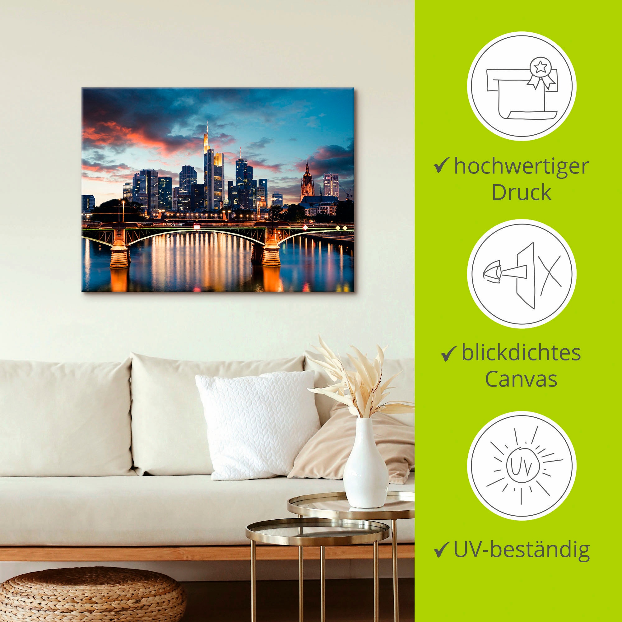 Artland Wandbild »Frankfurt am Main Skyline II«, Deutschland, (1 St.), als Alubild, Outdoorbild, Leinwandbild, Poster in verschied. Größen