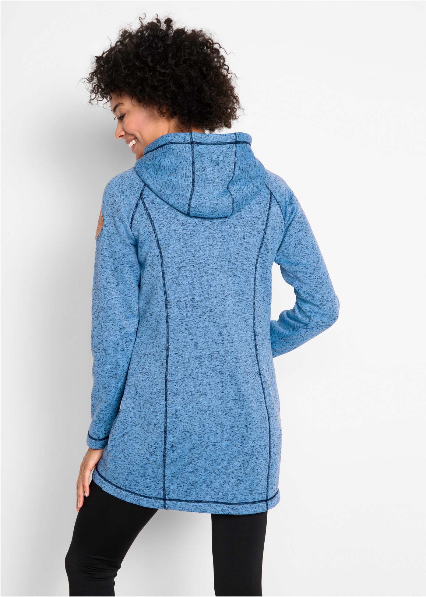 bonprix Strickfleecejacke mit Kapuze mit Kapuze mit Kordelzug, Reißverschlusstaschen