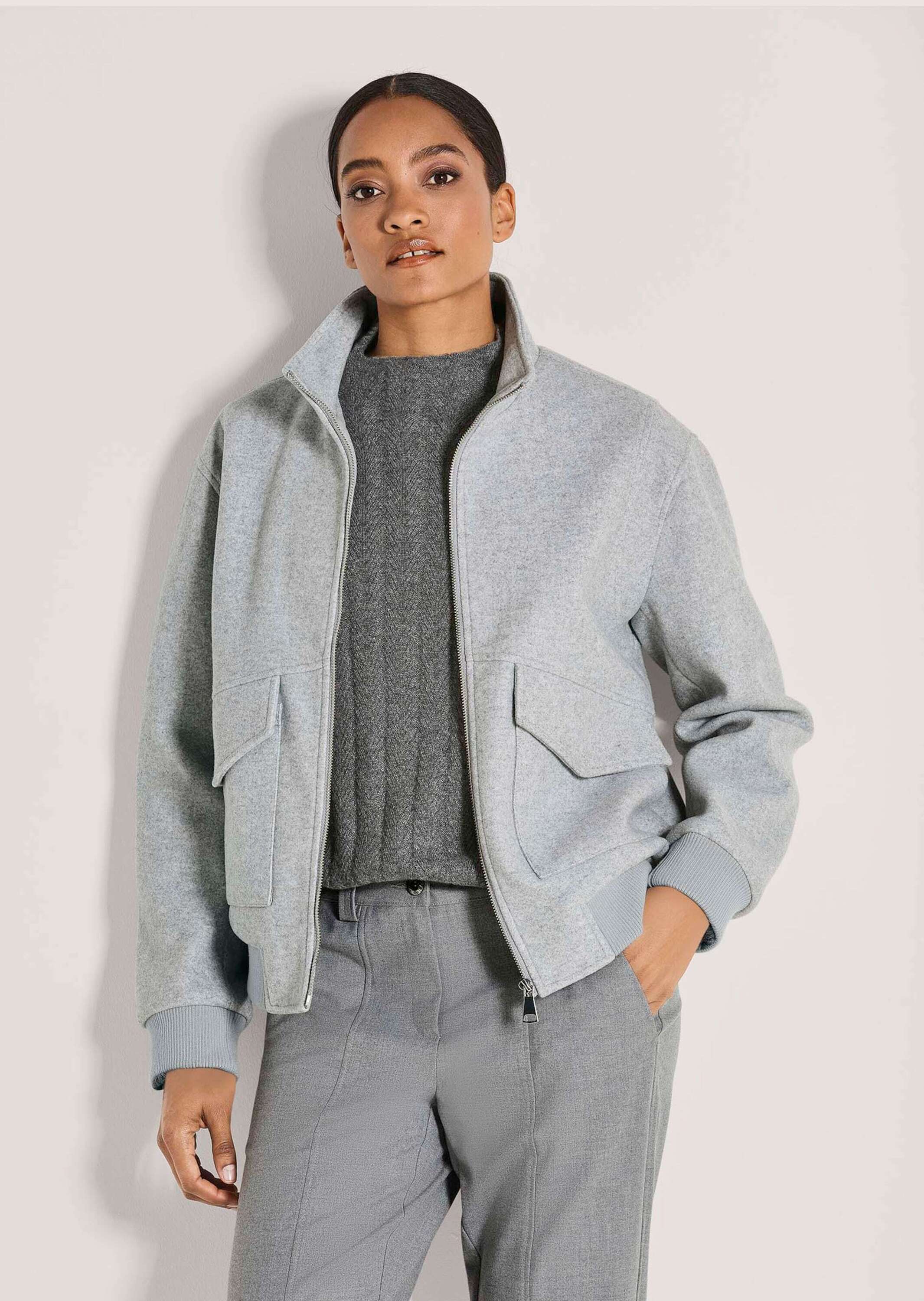 Thumbnail - MADELEINE Kurzjacke "Blousonjacke Eleganter Damenblouson mit Melange-Optik" überschnitte Schulter, Strickbündchen an Arm...